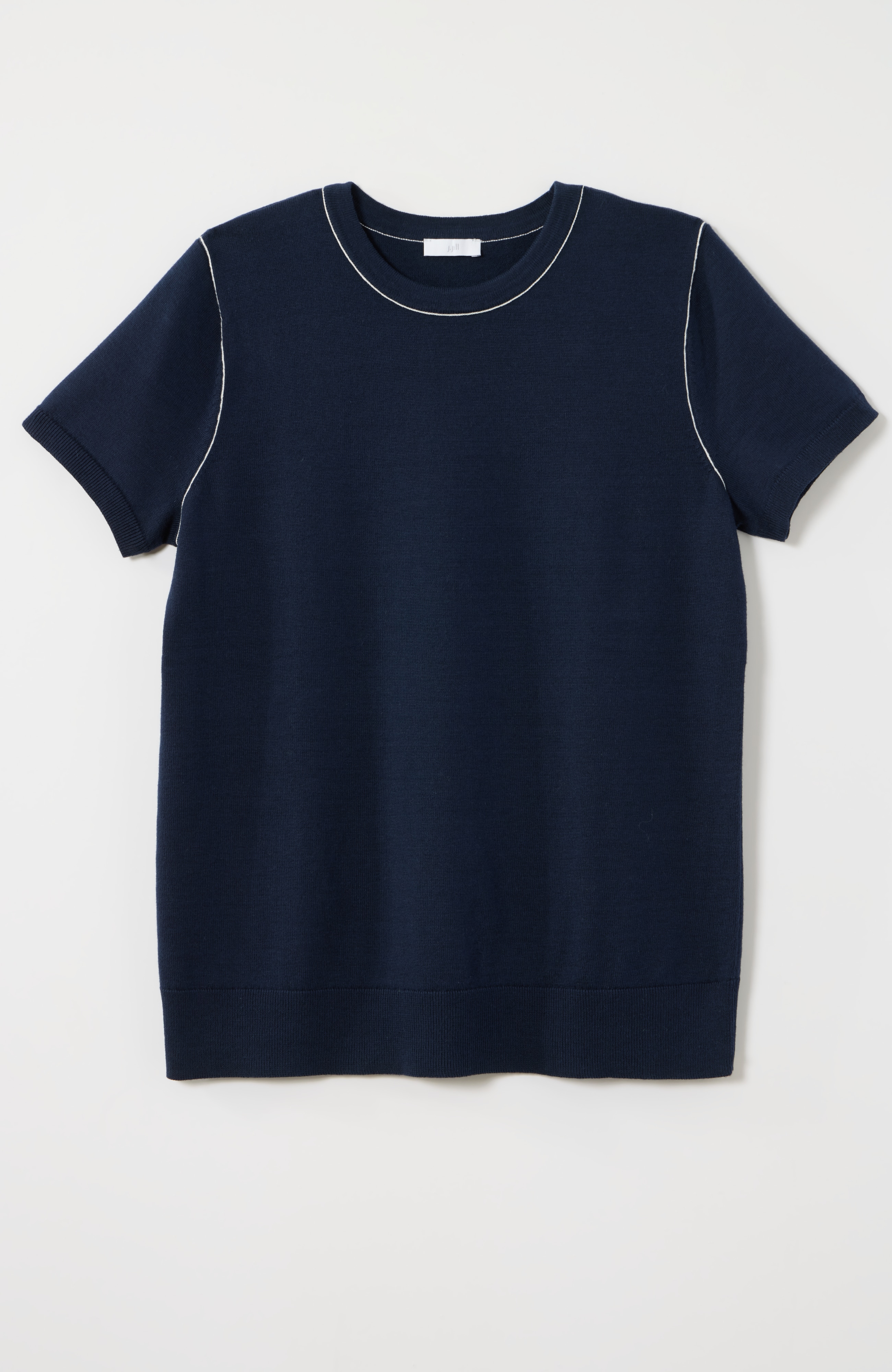 Contrast-Tipped Short-Sleeve Sweater