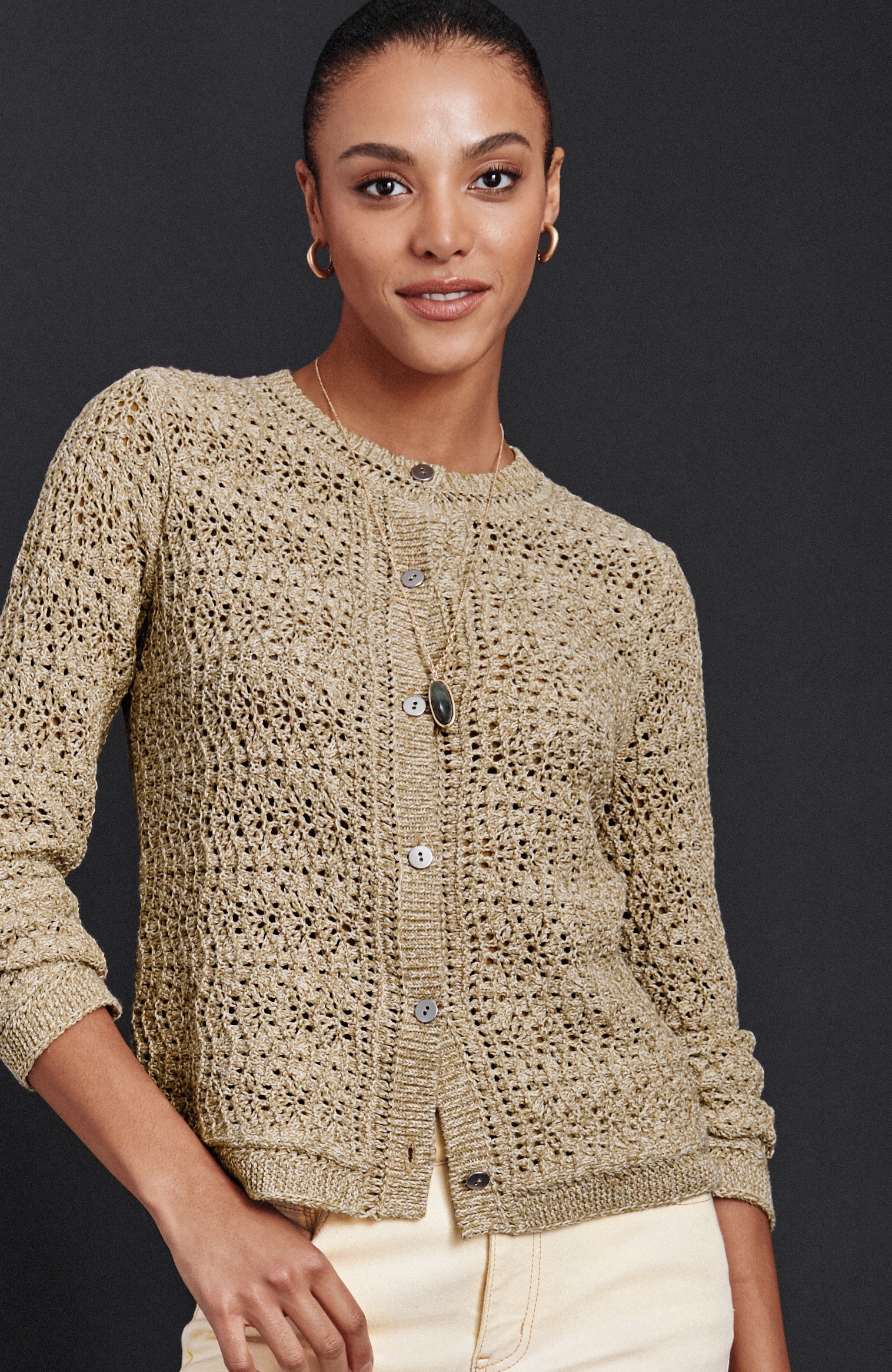 Textured Marled Long-Sleeve Cardi