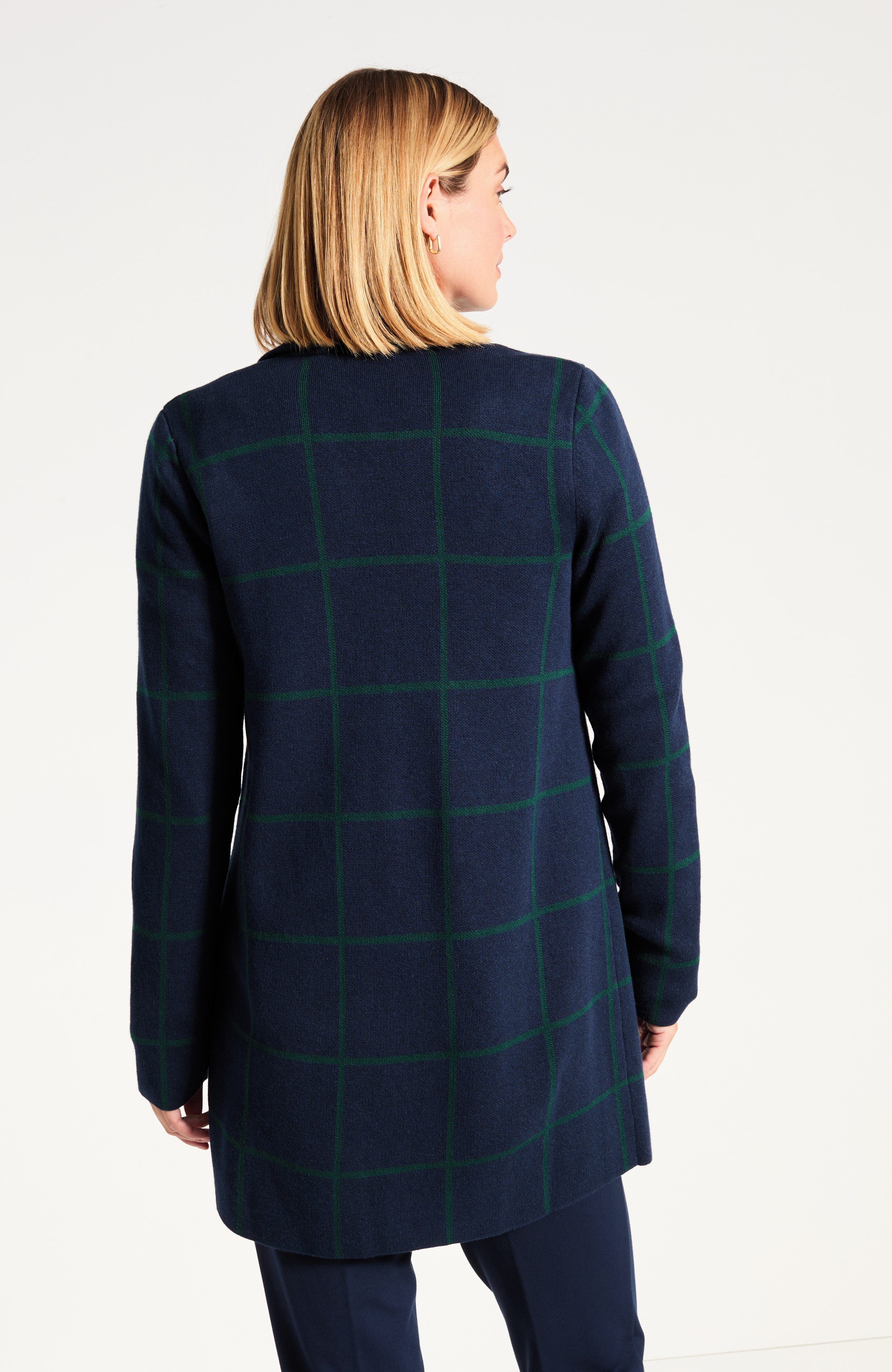 Windowpane Plaid Sweater-Jacket