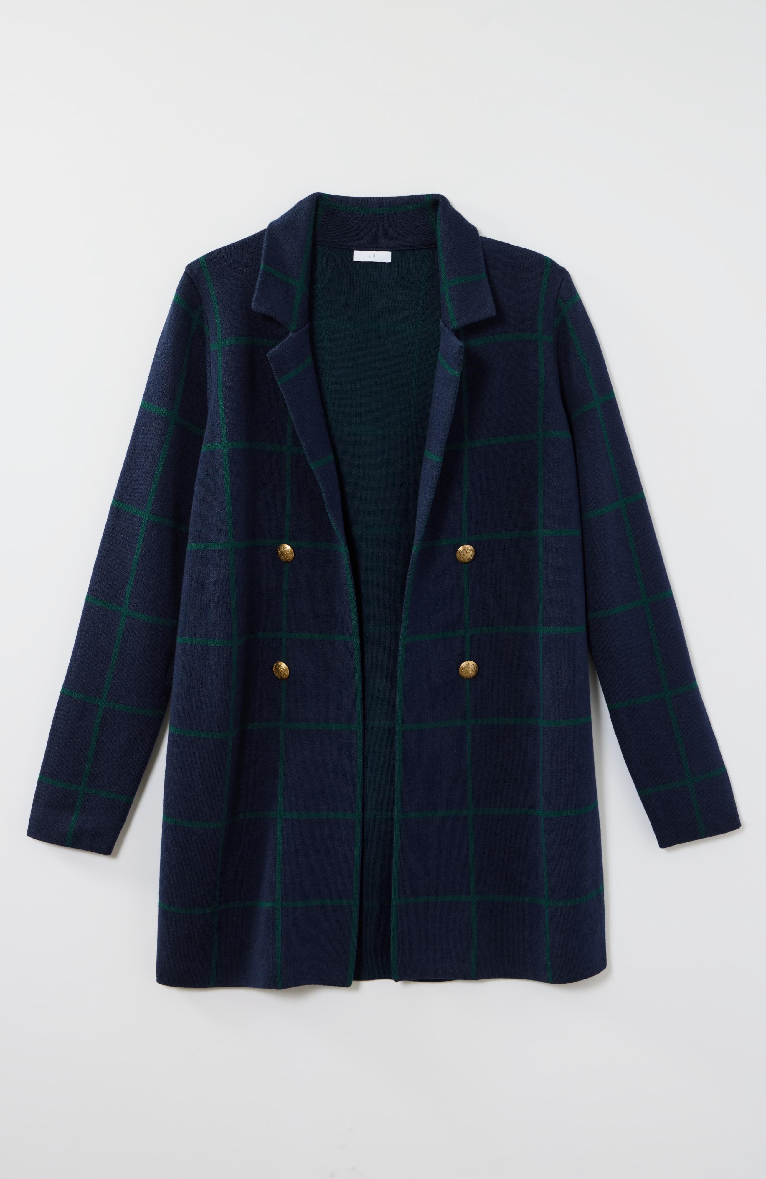 Windowpane Plaid Sweater-Jacket