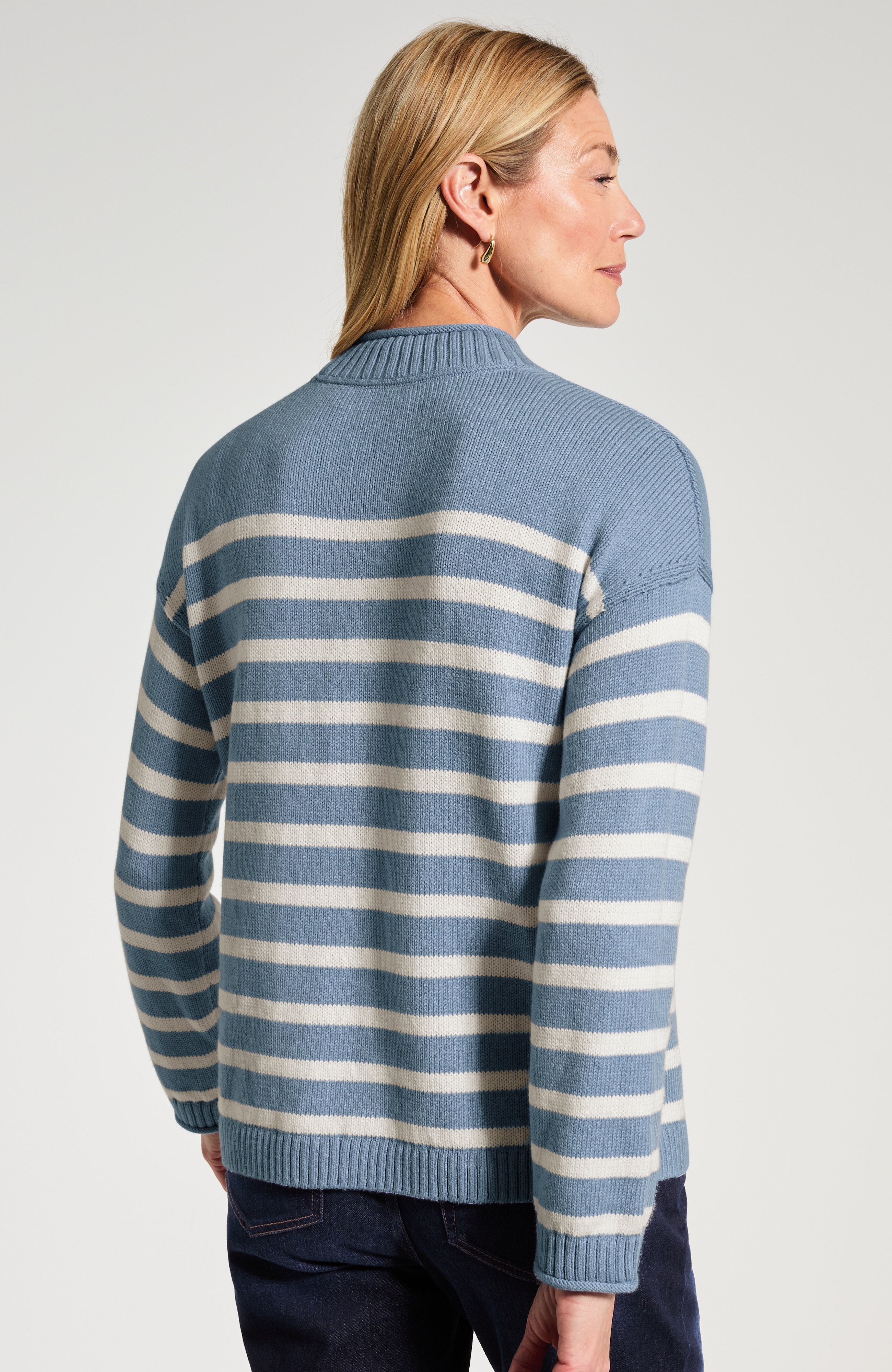 Striped Mock-Neck Sweater