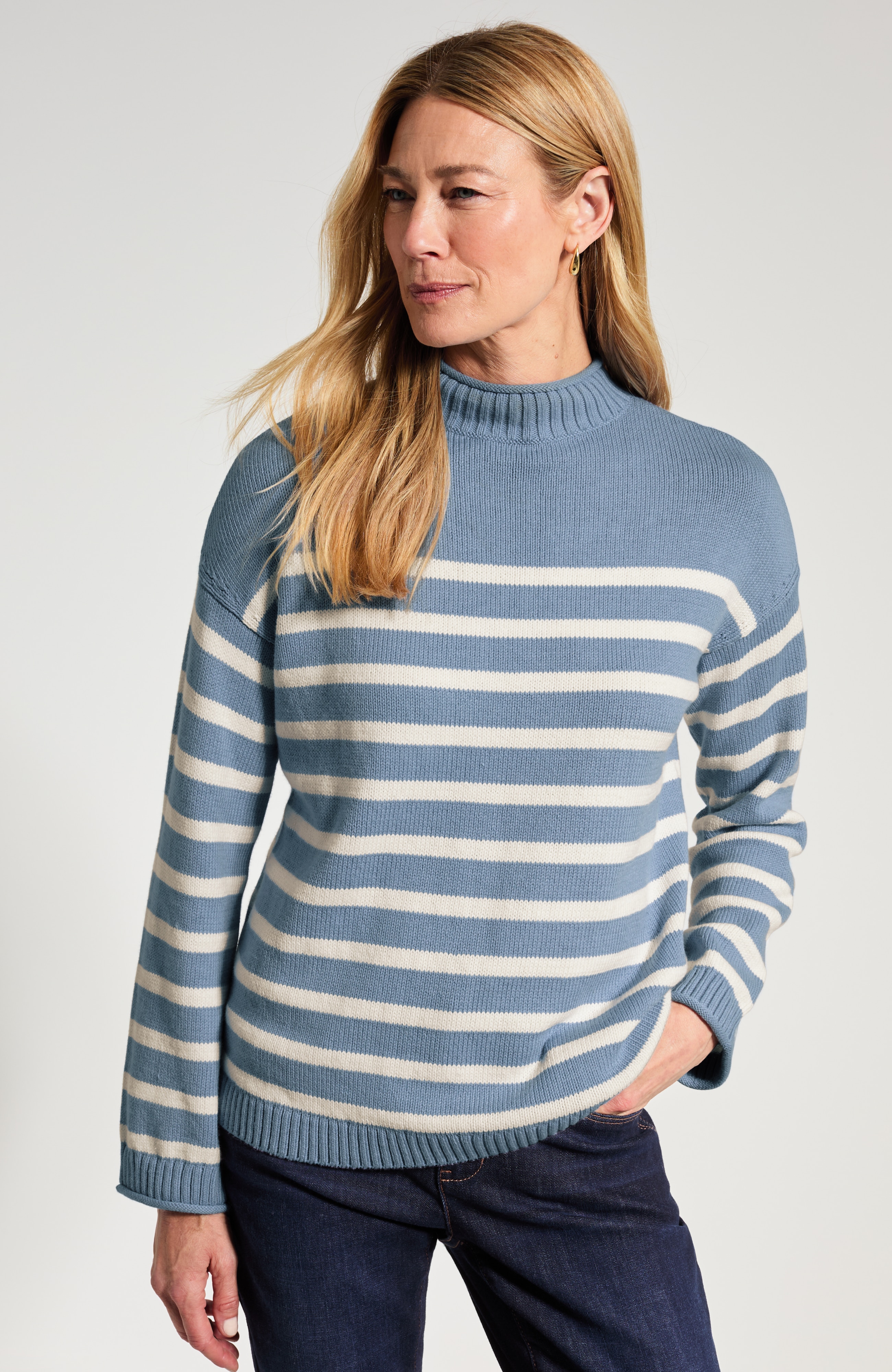 Striped Mock-Neck Sweater | JJill