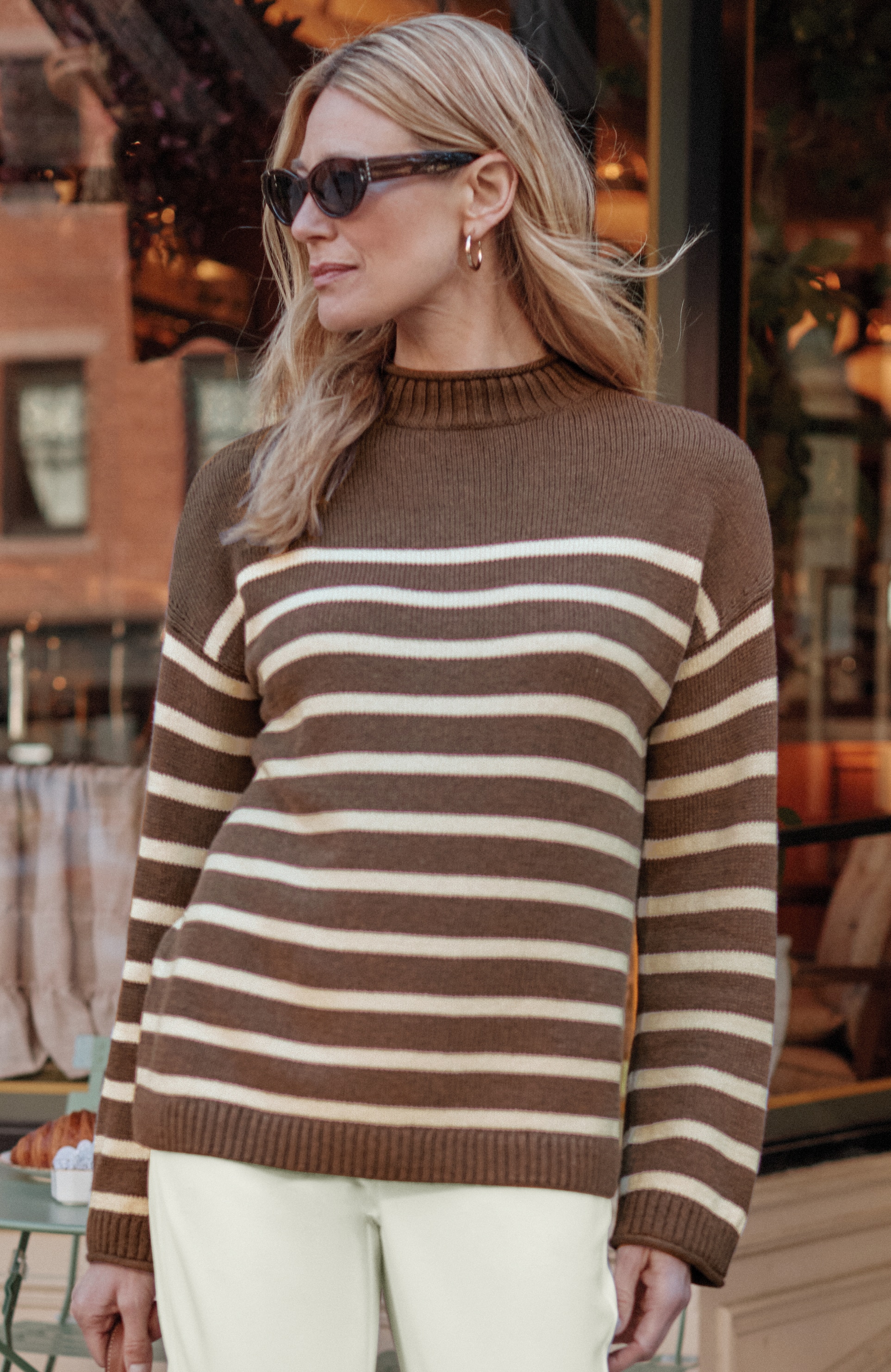 Striped Mock-Neck Sweater