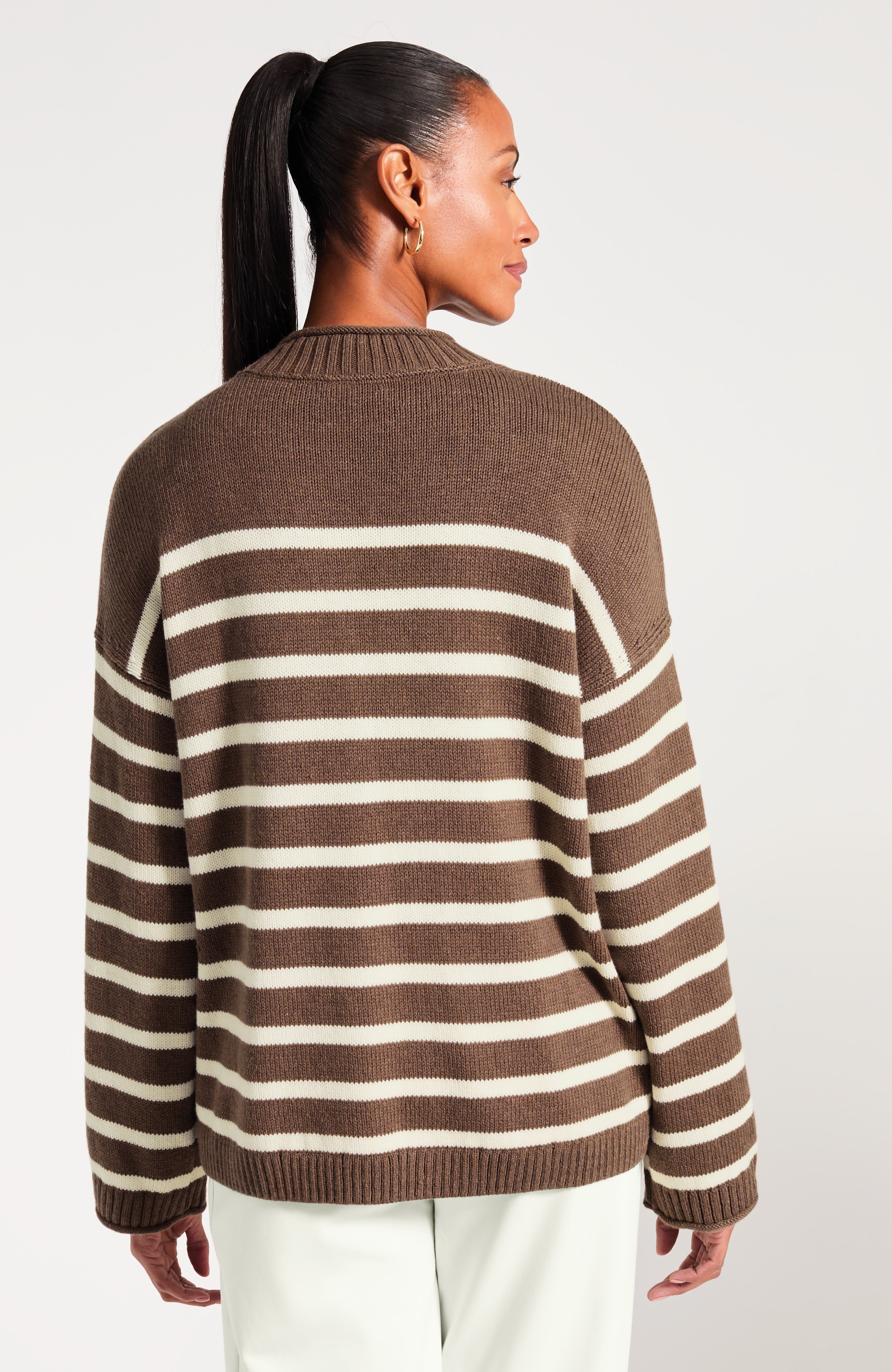 Striped Mock-Neck Sweater