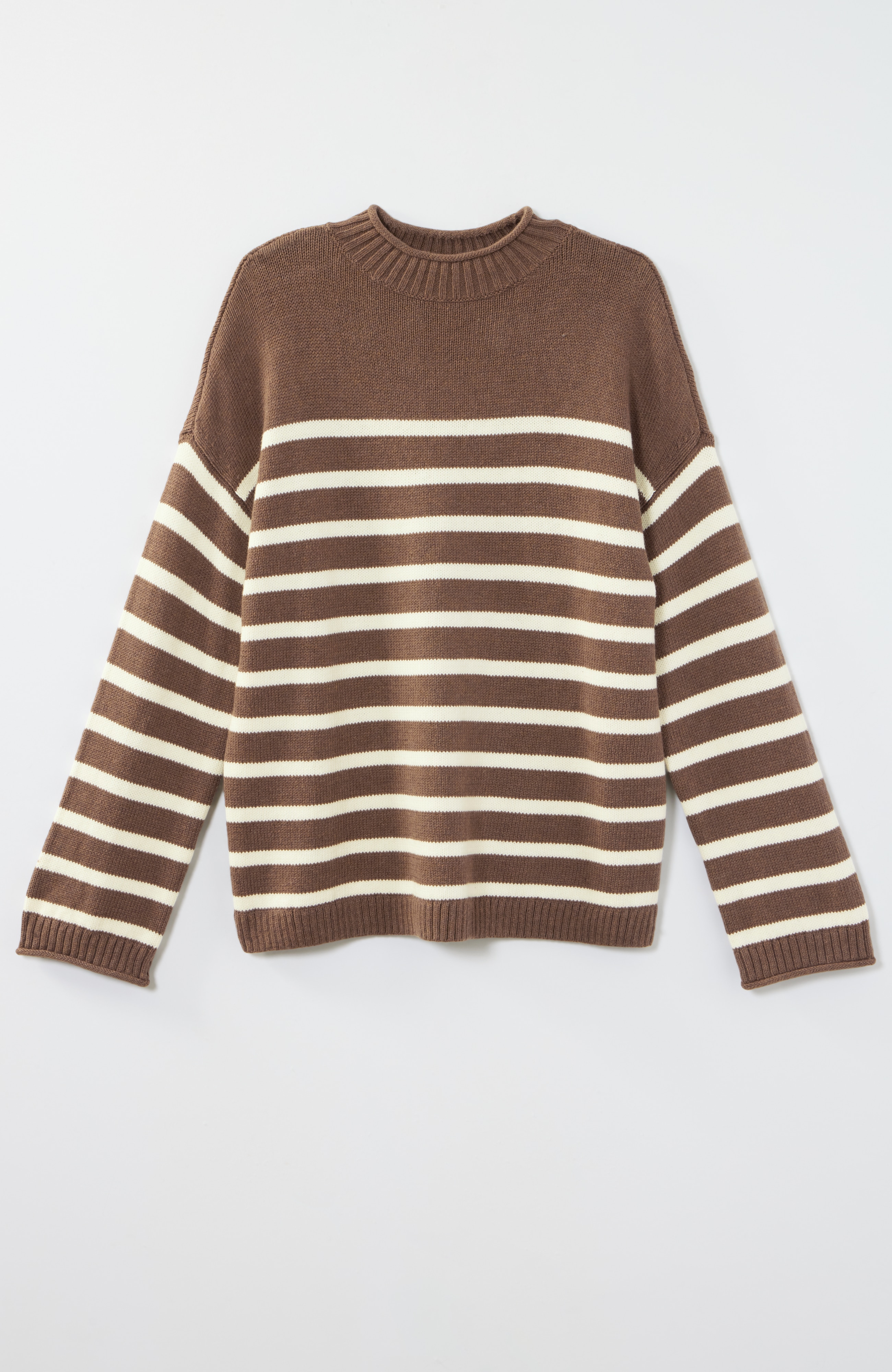 Striped Mock-Neck Sweater