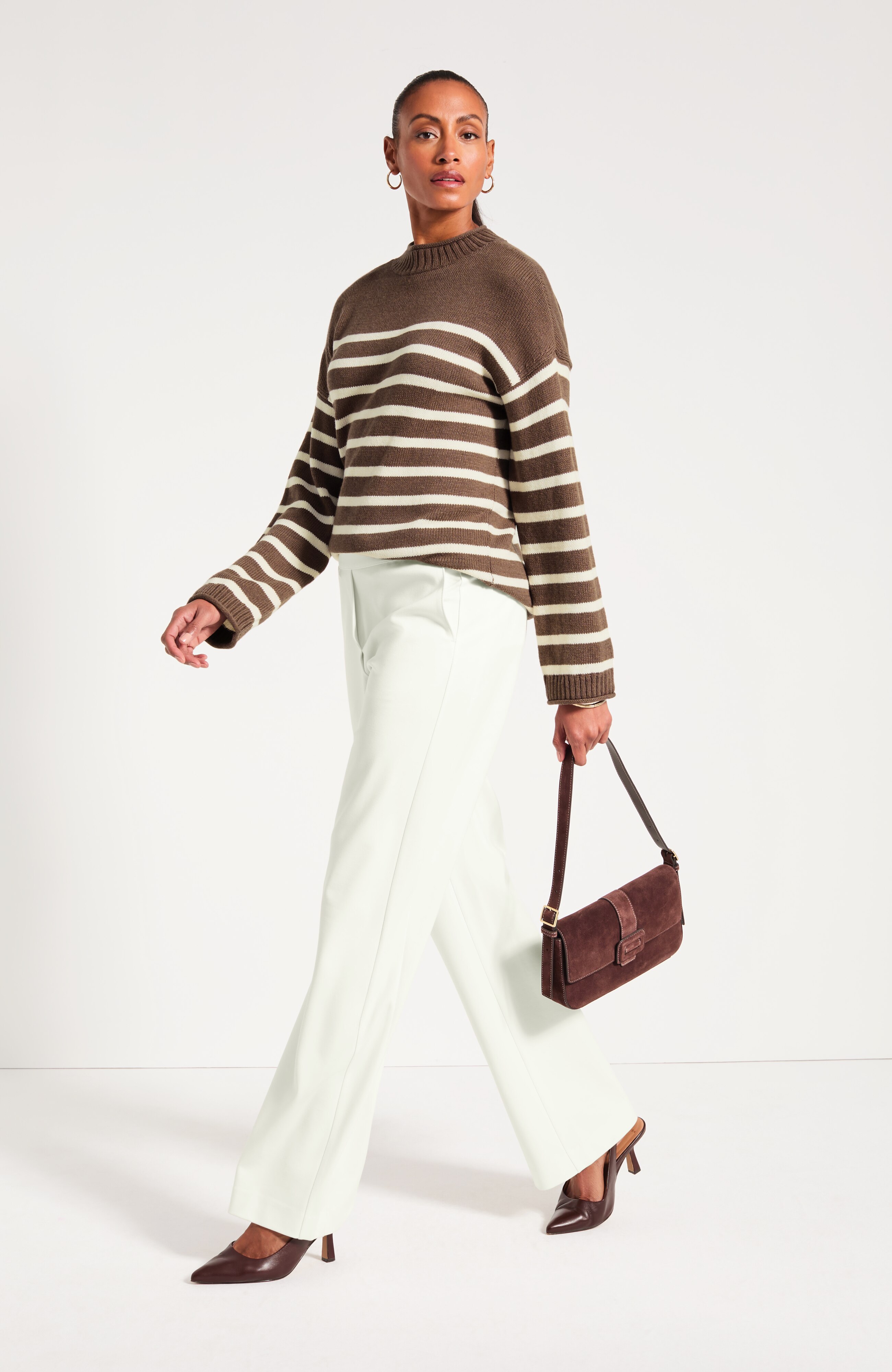 Striped Mock-Neck Sweater