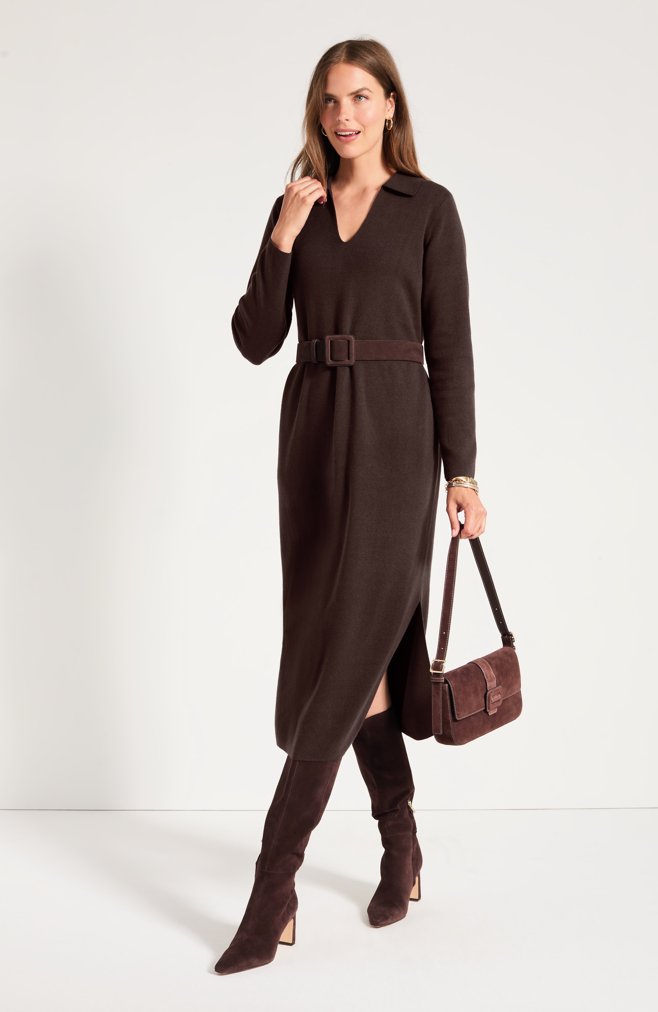 Split-Collar Sweaterdress