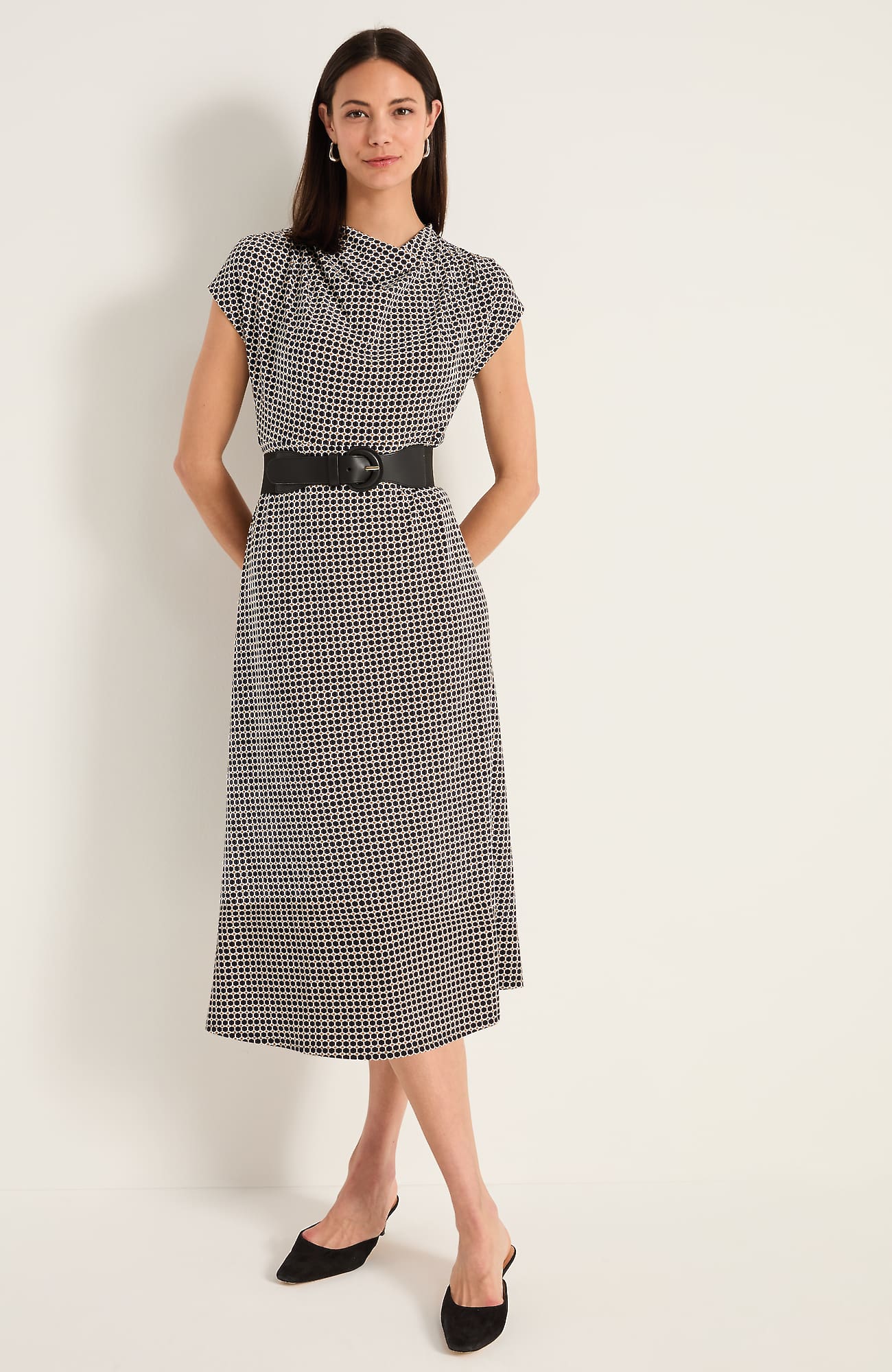 Women's Plus Size Cowl-Neck Dress (Black Stylish Geo) (Size: 3X) J. Jill