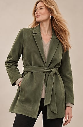 Image for Faux-Suede Belted Jacket