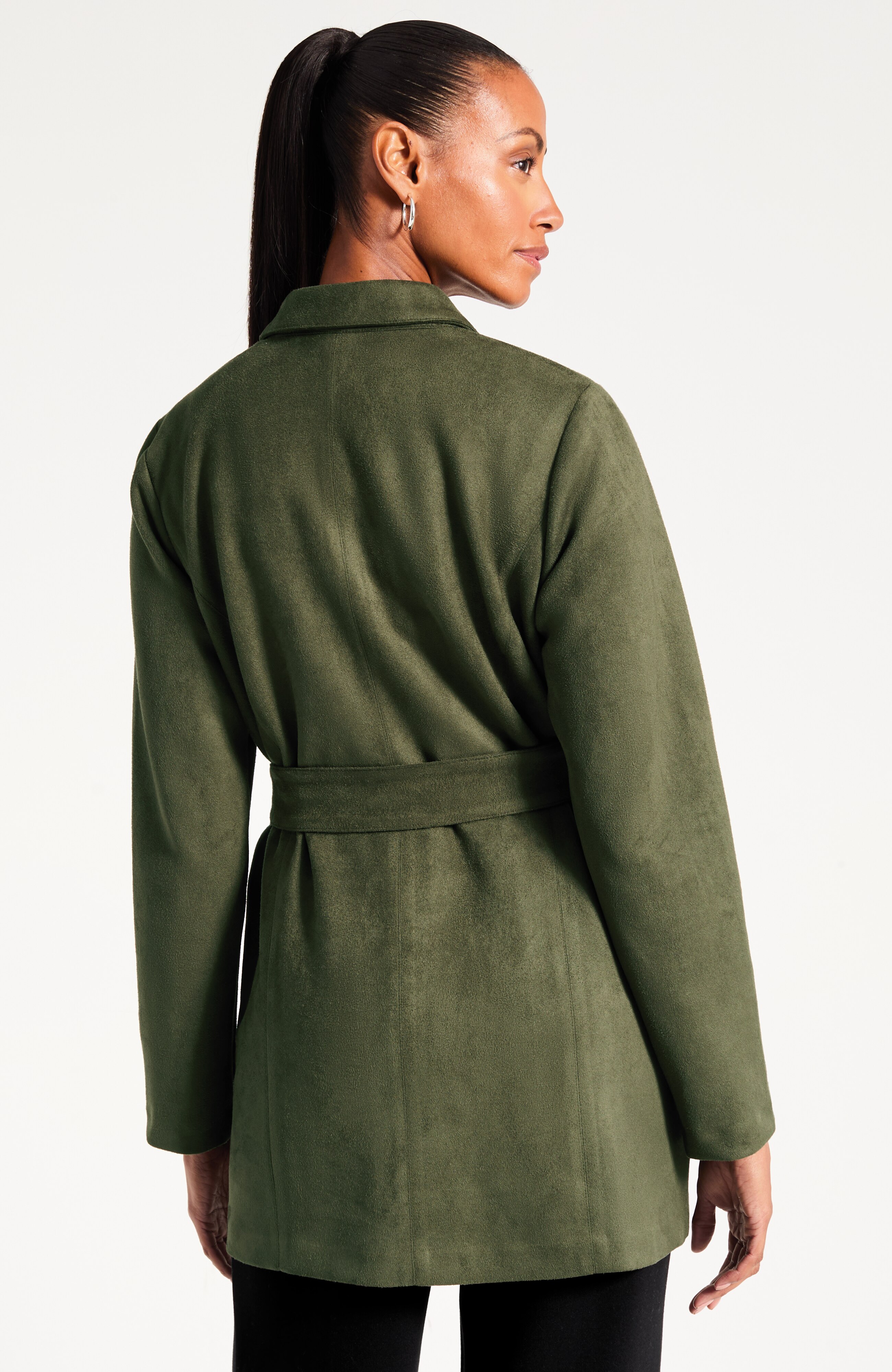 Faux-Suede Belted Jacket