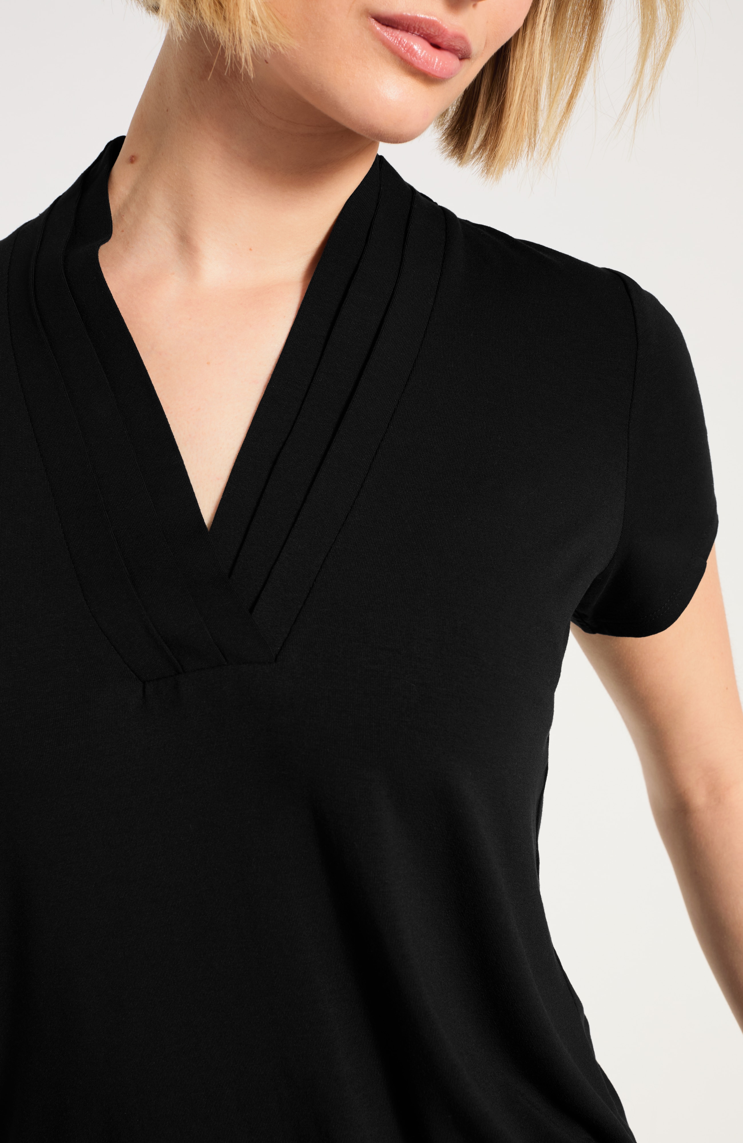 Pleated V-Neck Top