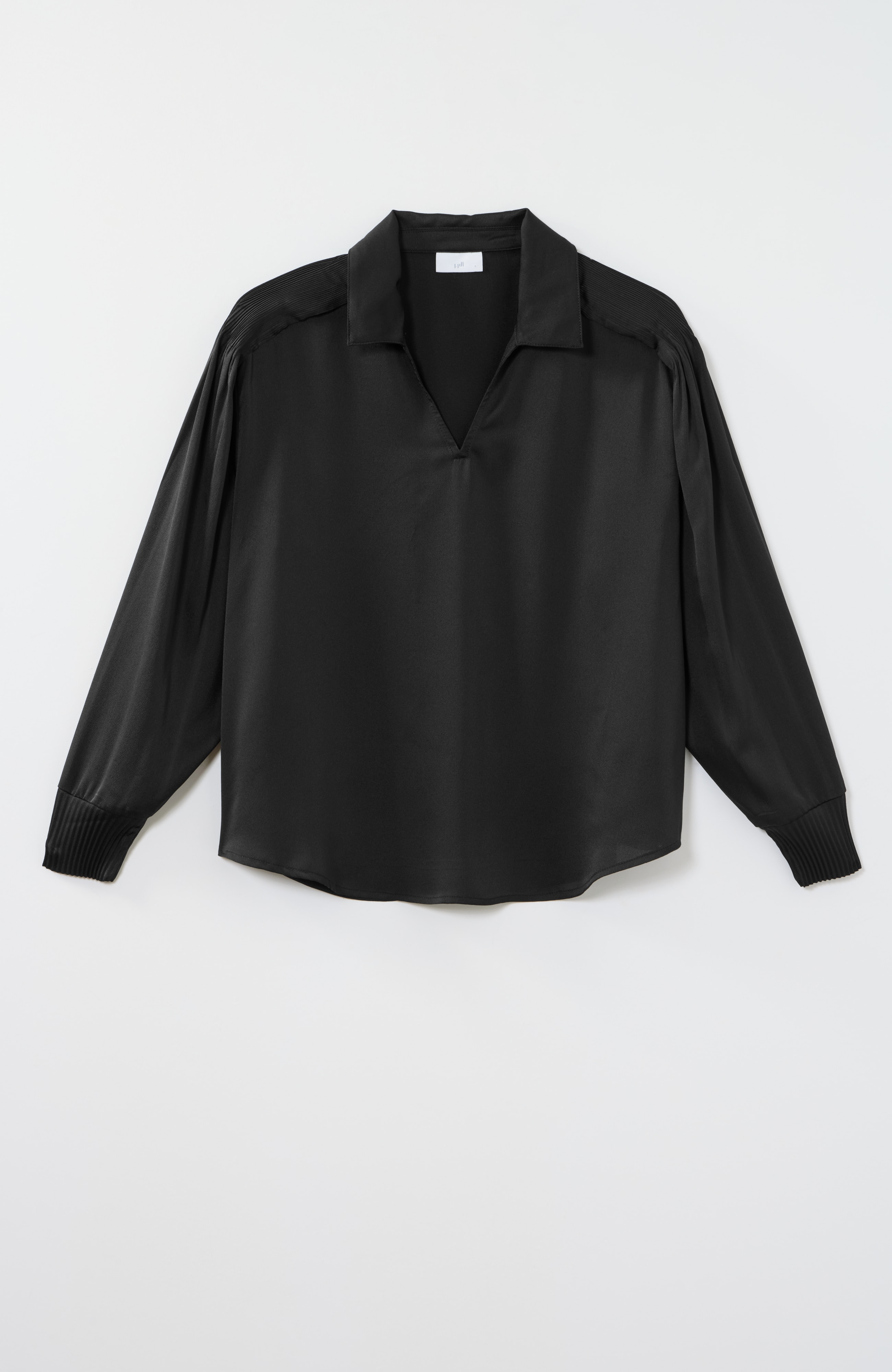 Satin Pleated-Detail Blouse