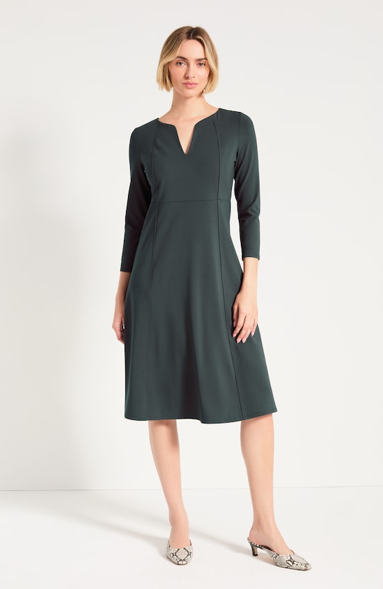 Knit Split-Neck Dress