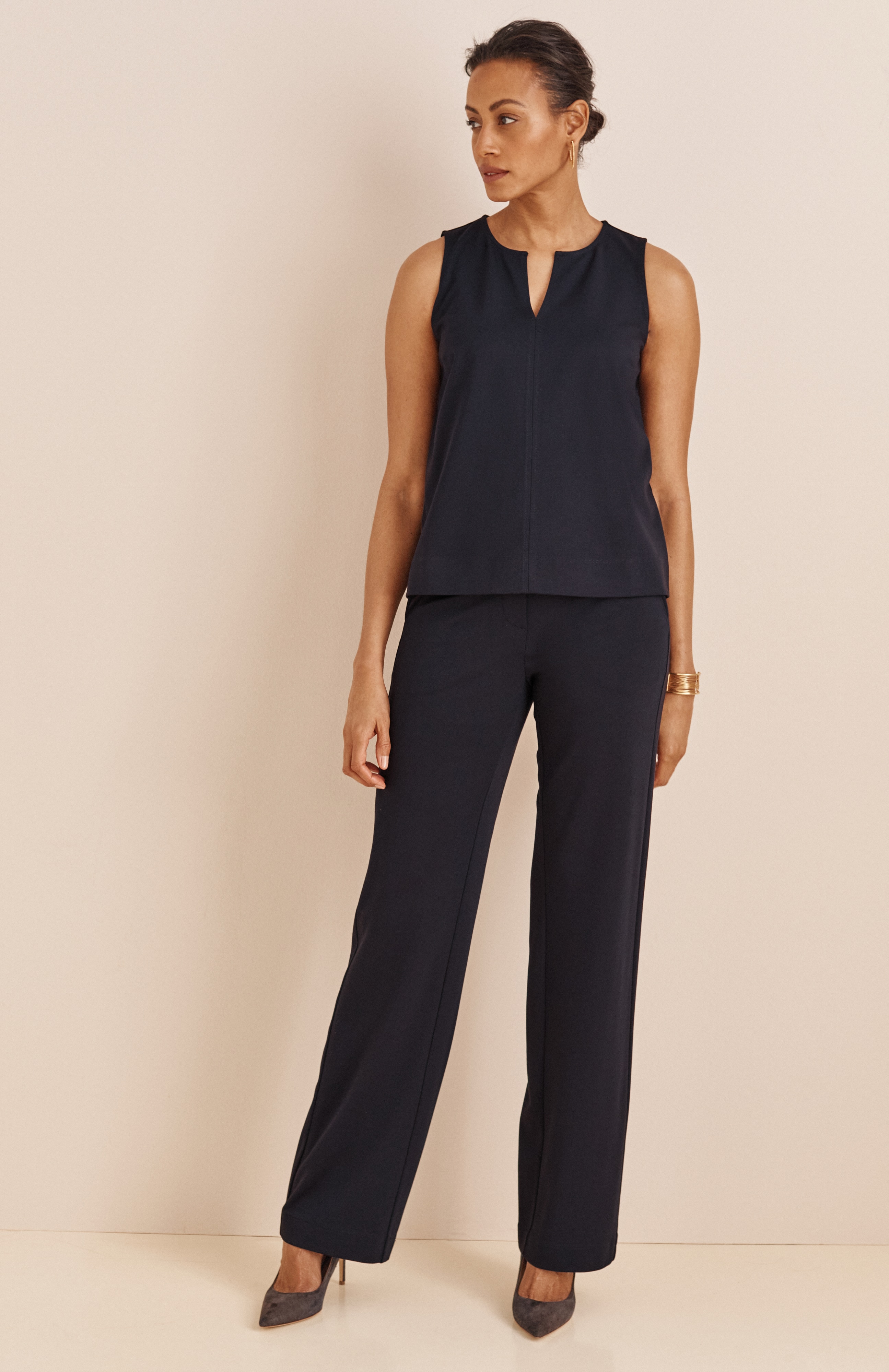 wearever polished-knit wide-leg trousers