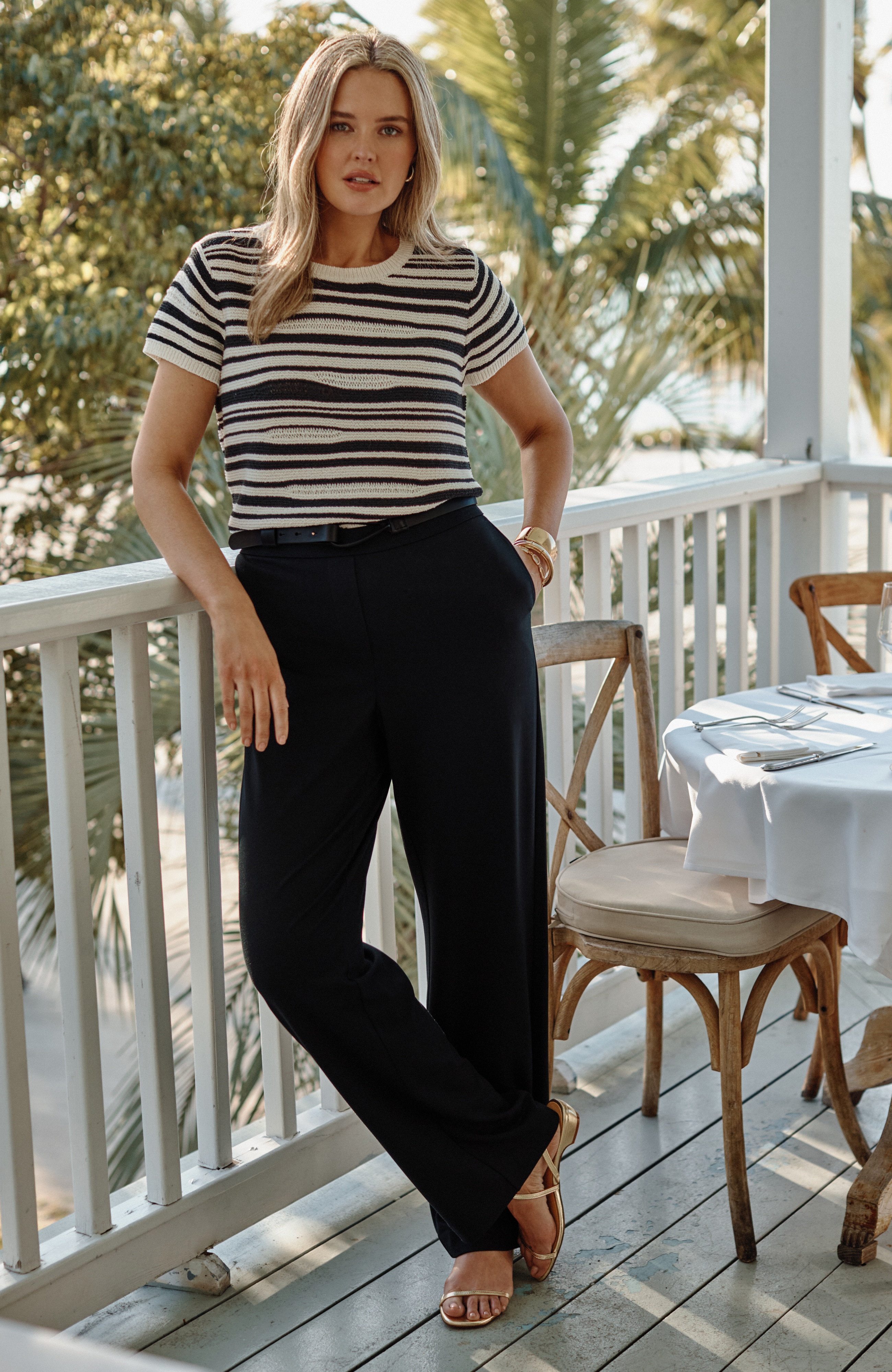 wearever polished-knit wide-leg trousers