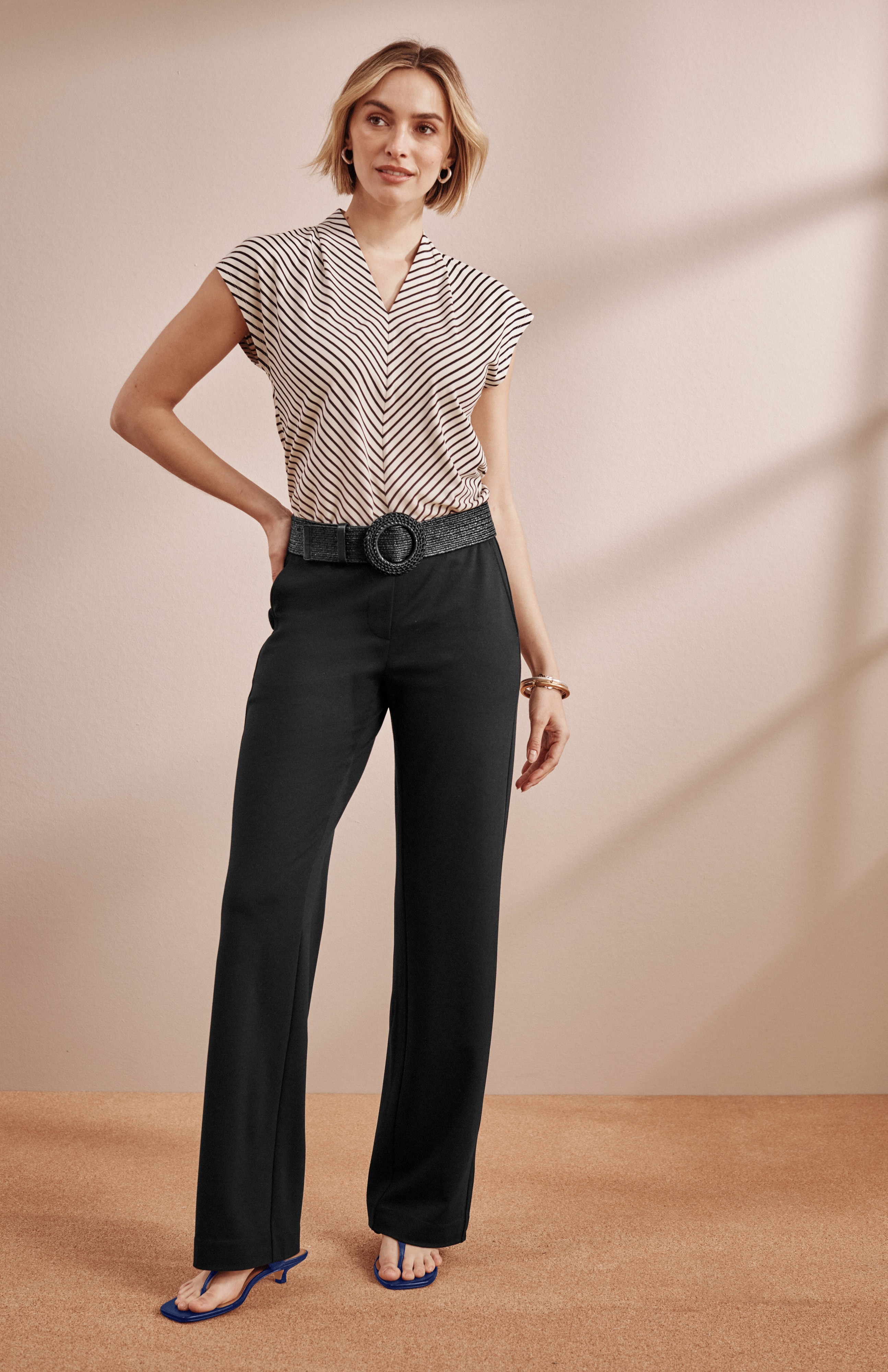 WE POLISHED-KNIT WIDE-LEG TROUSERS | JJill