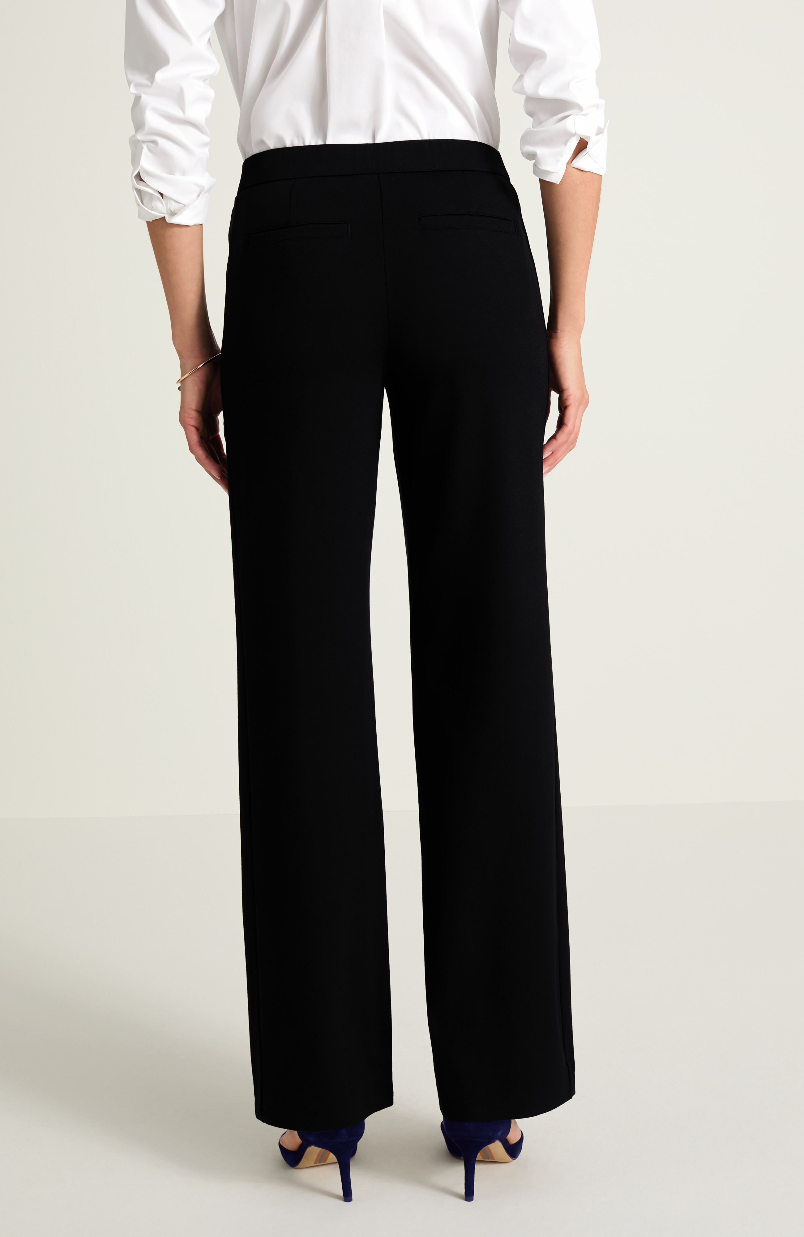 Wearever Polished-Knit Wide-Leg Trousers | JJill