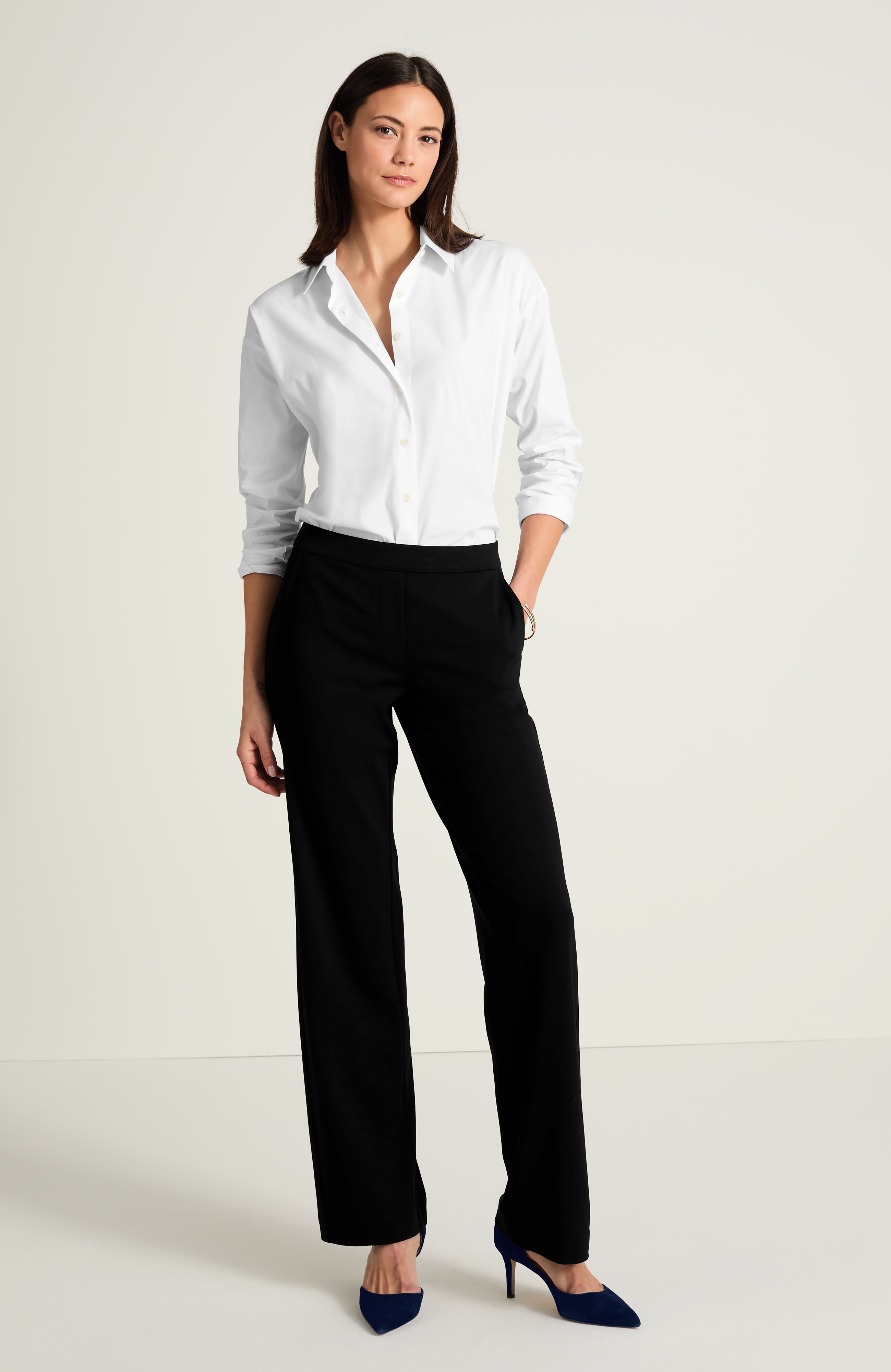 WE POLISHED-KNIT WIDE-LEG TROUSERS | JJill