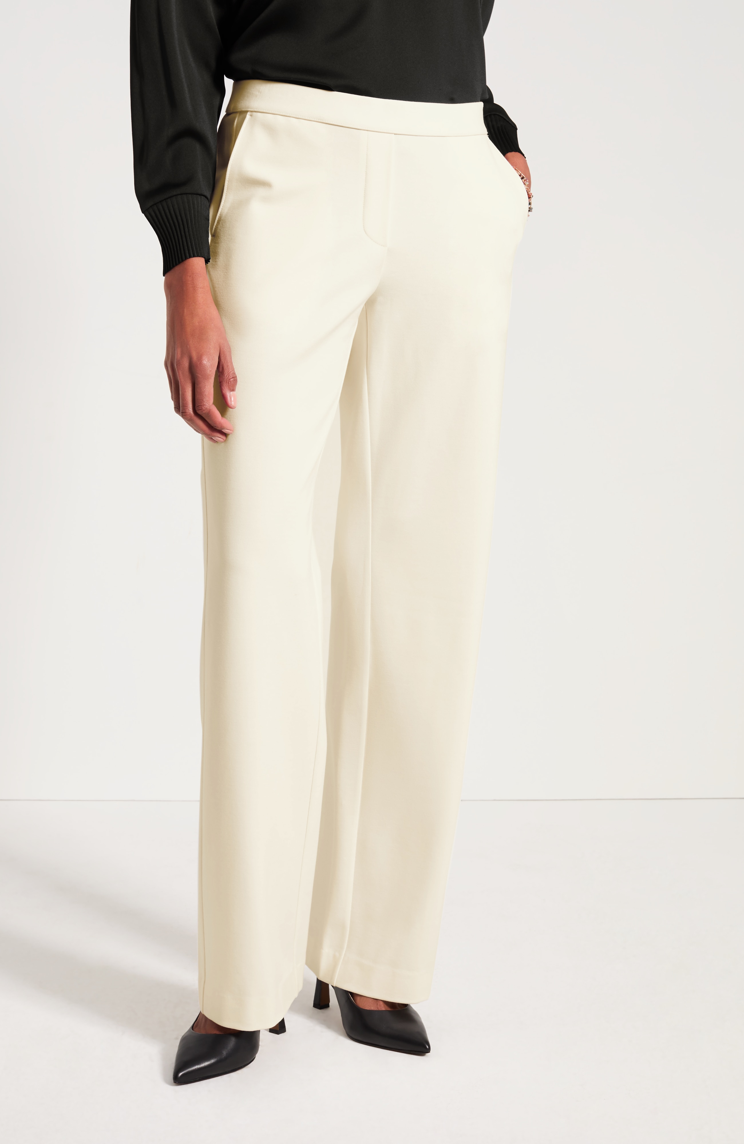 Wearever Polished-Knit Wide-Leg Trousers | JJill