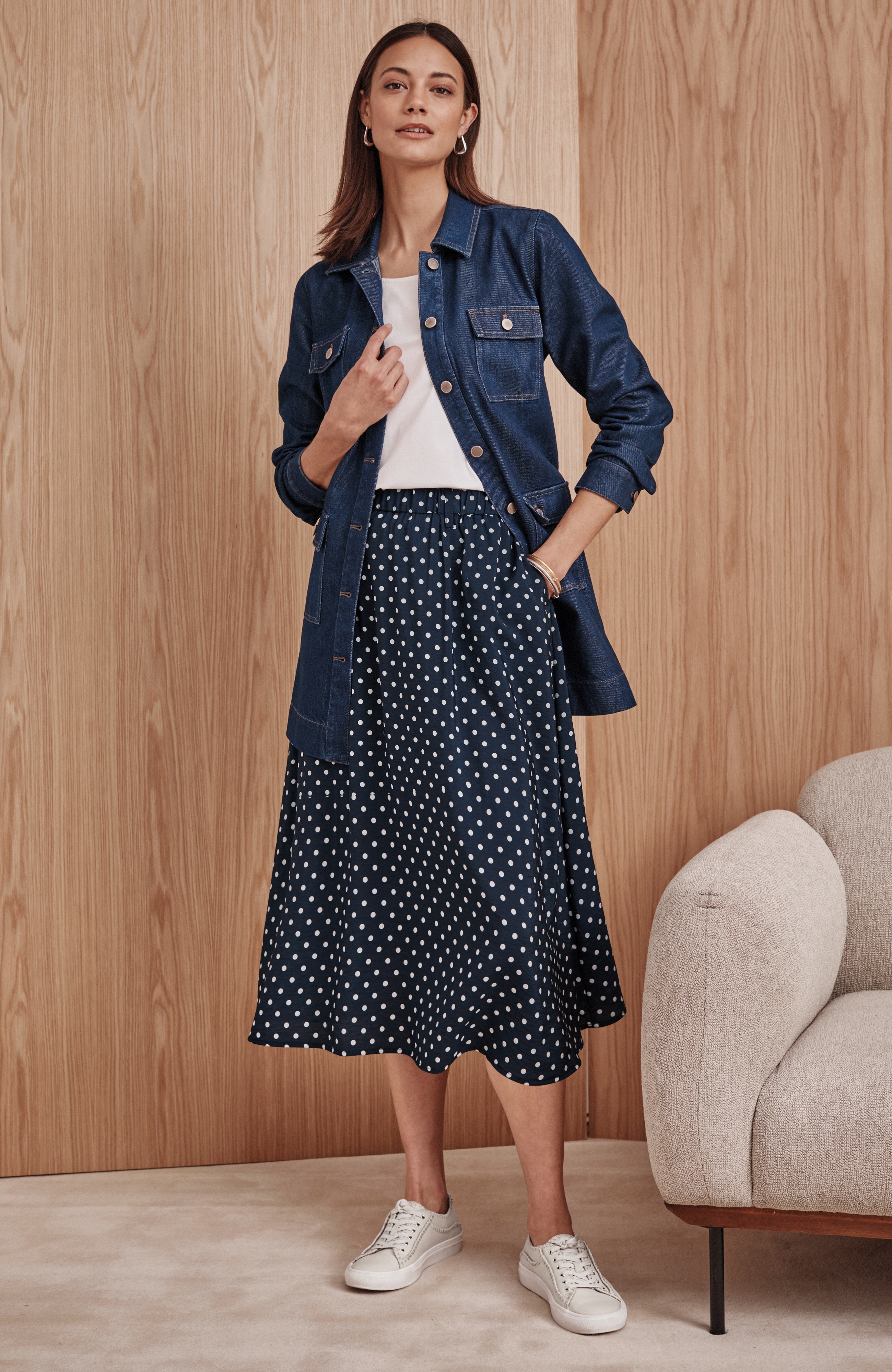 Polka-Dot A-Line Skirt | JJill