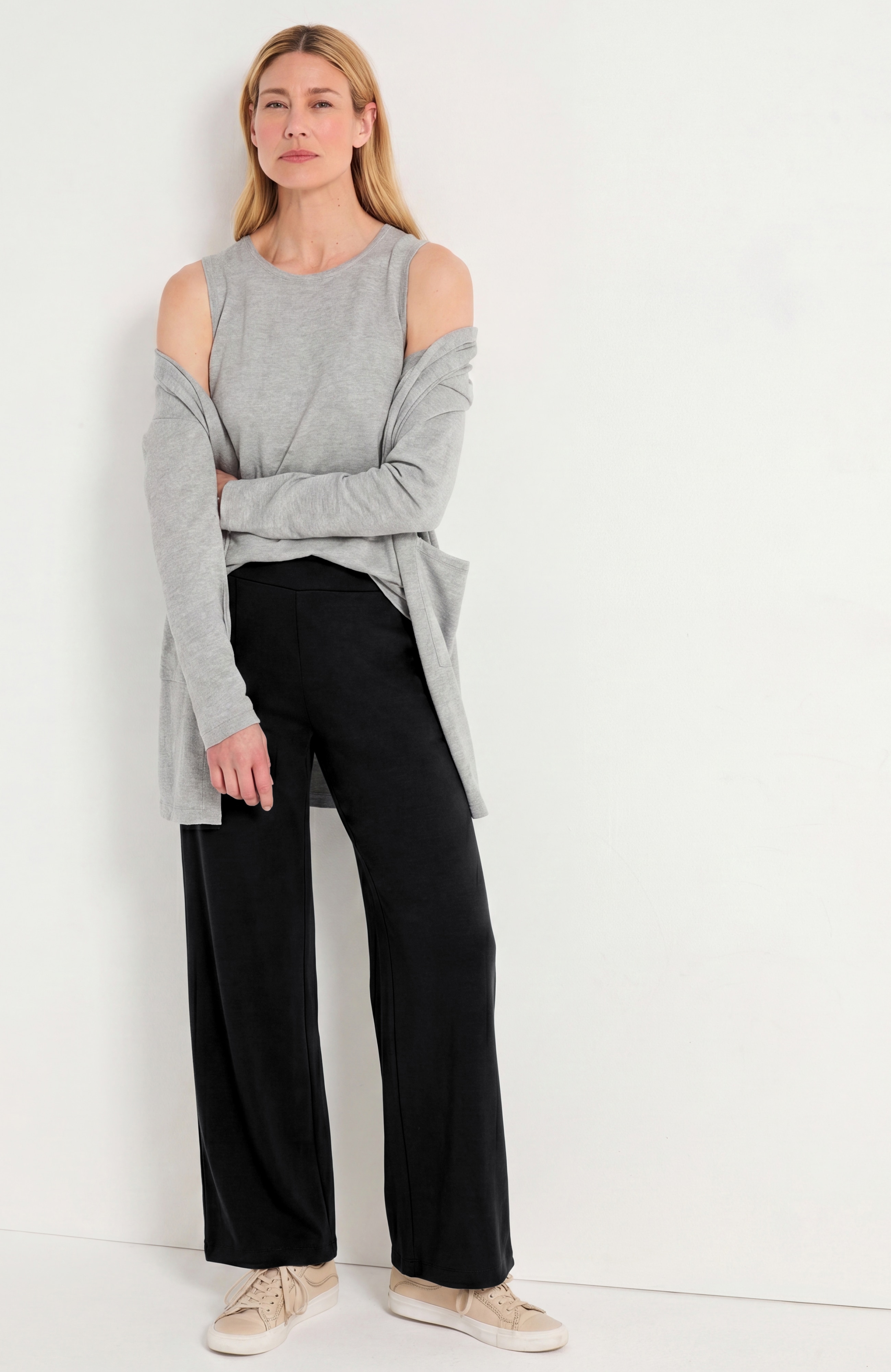 Sandwashed Wide-Leg Pants