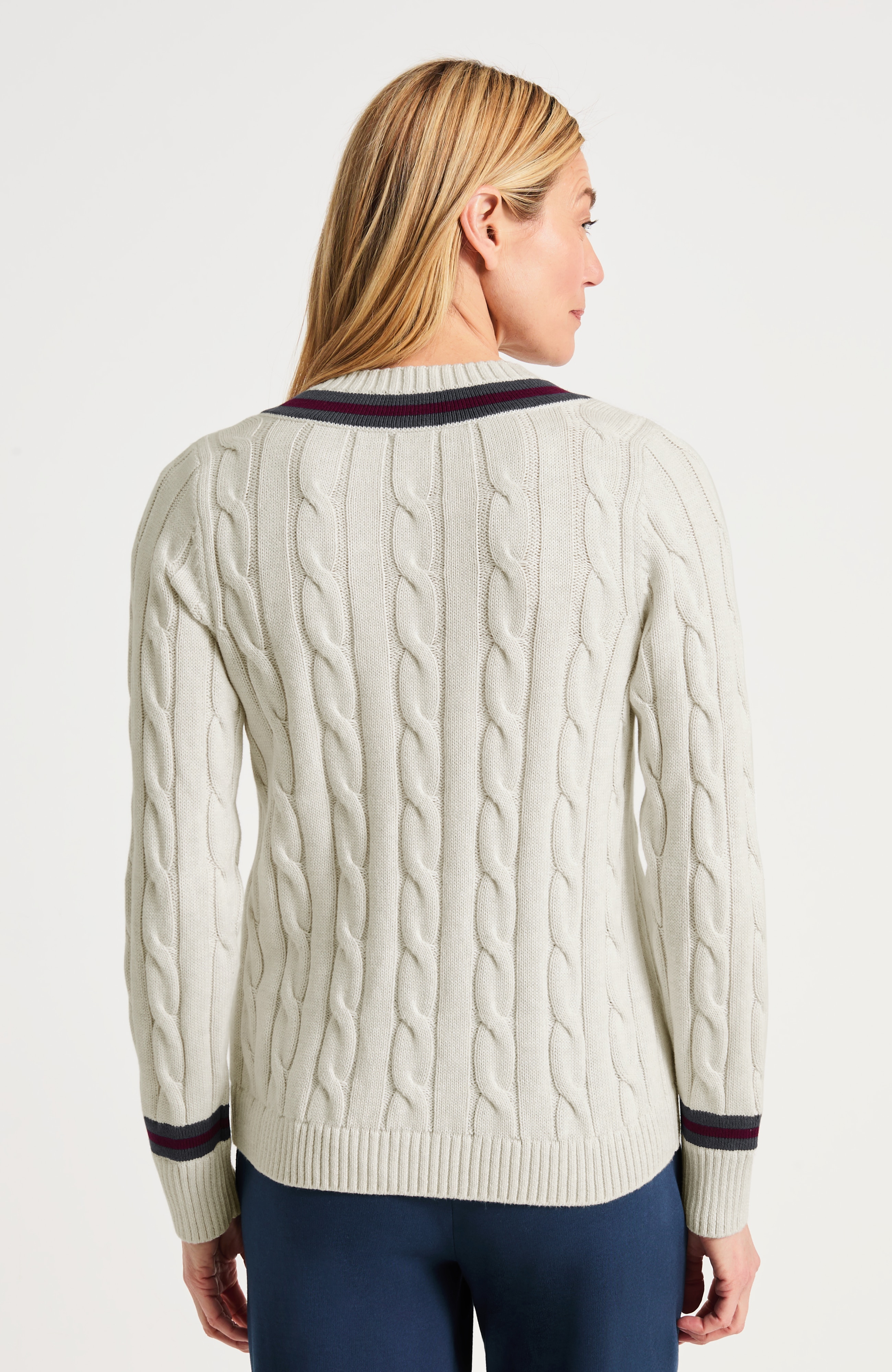 Cabled V-Neck Sweater