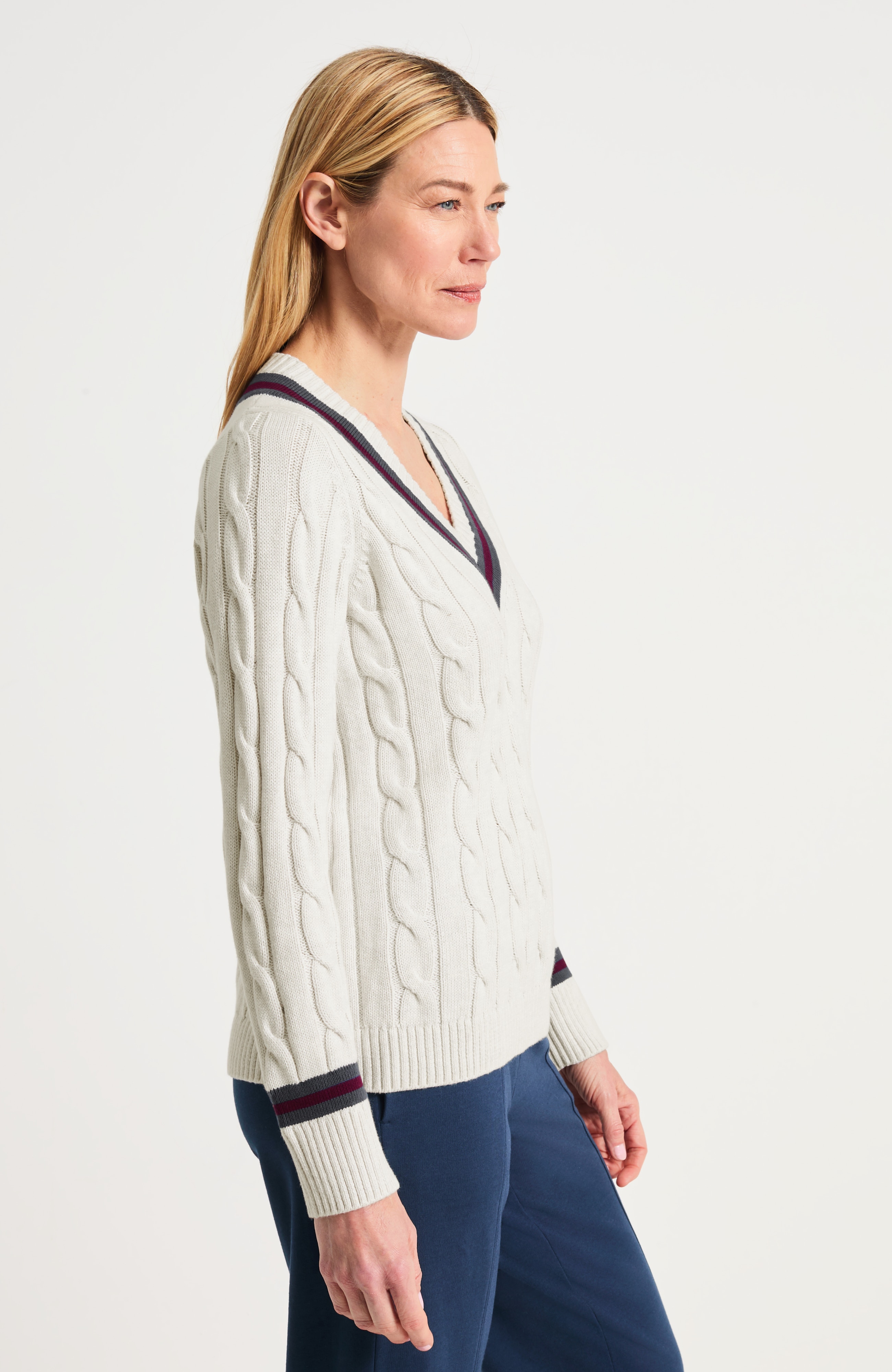 Cabled V-Neck Sweater