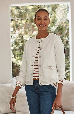 Image for Trapunto-Stitched Collarless Denim Jacket