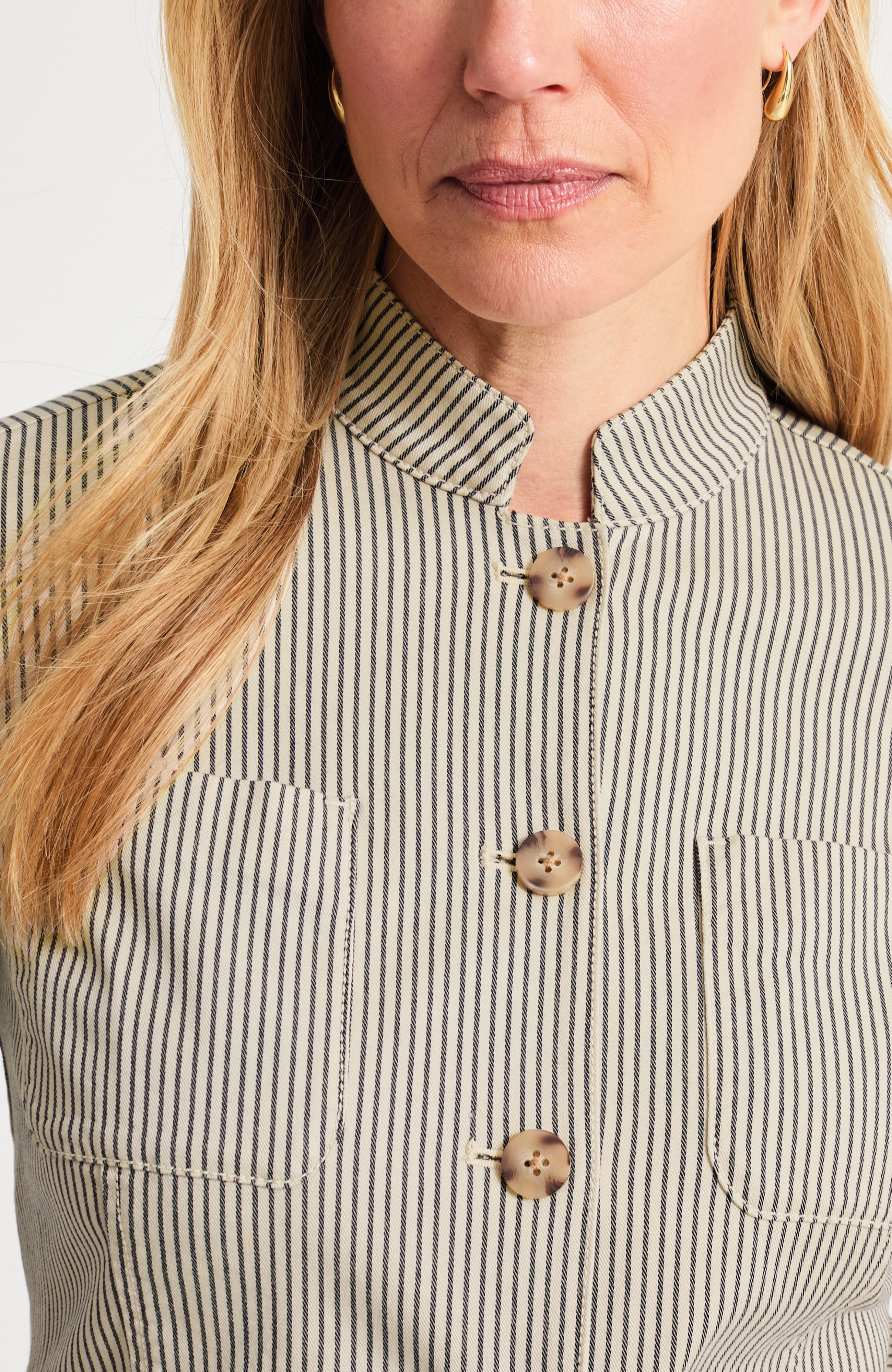 Striped Button-Front Jacket