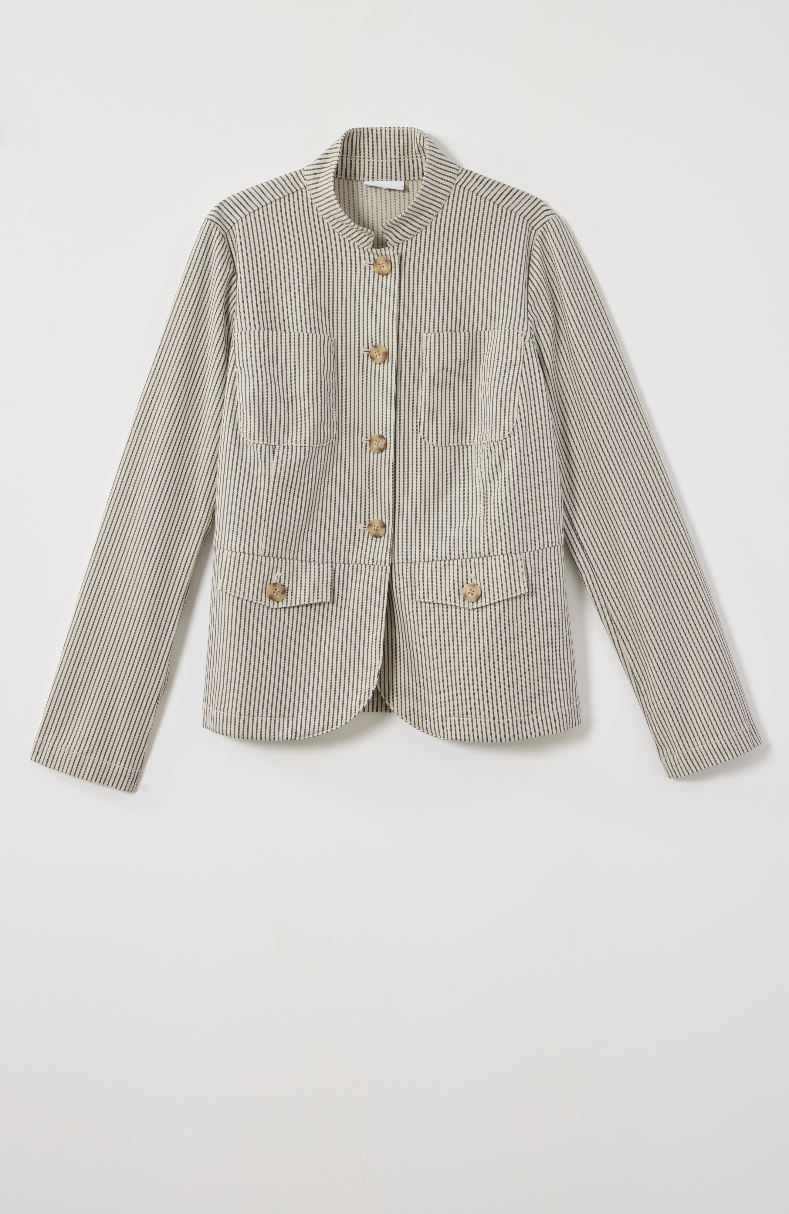 Striped Button-Front Jacket