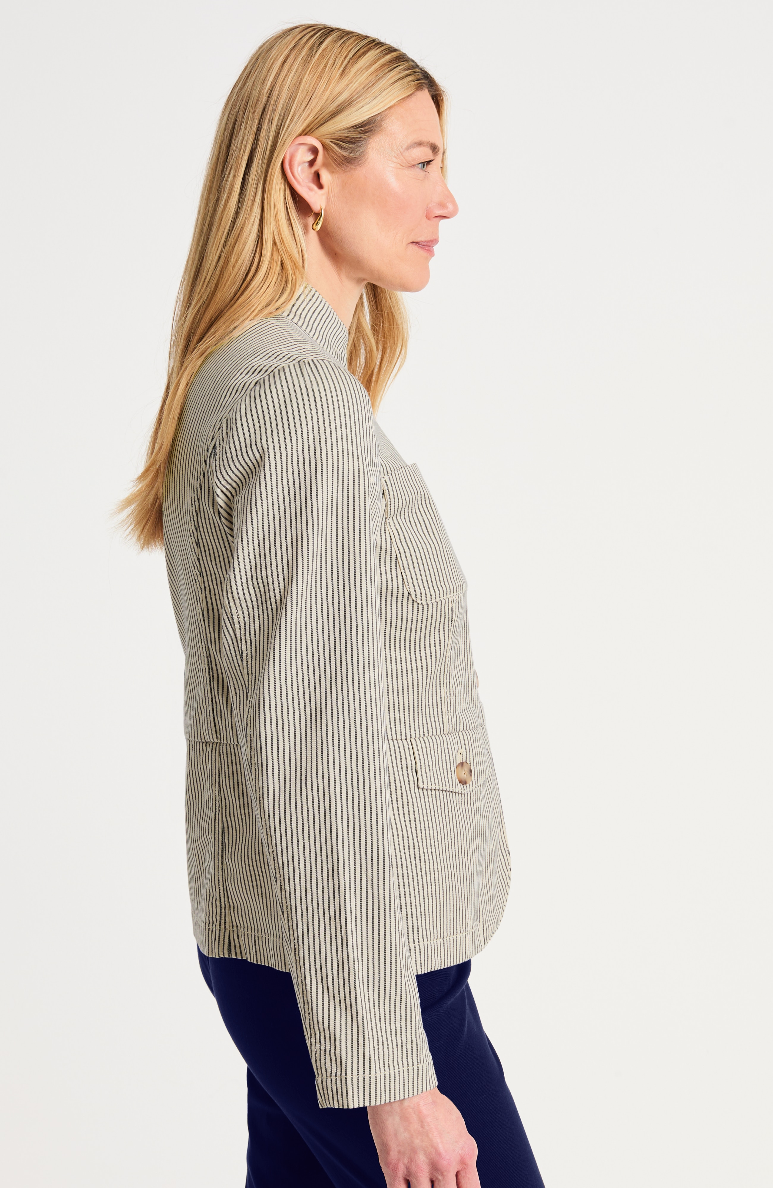 Striped Button-Front Jacket
