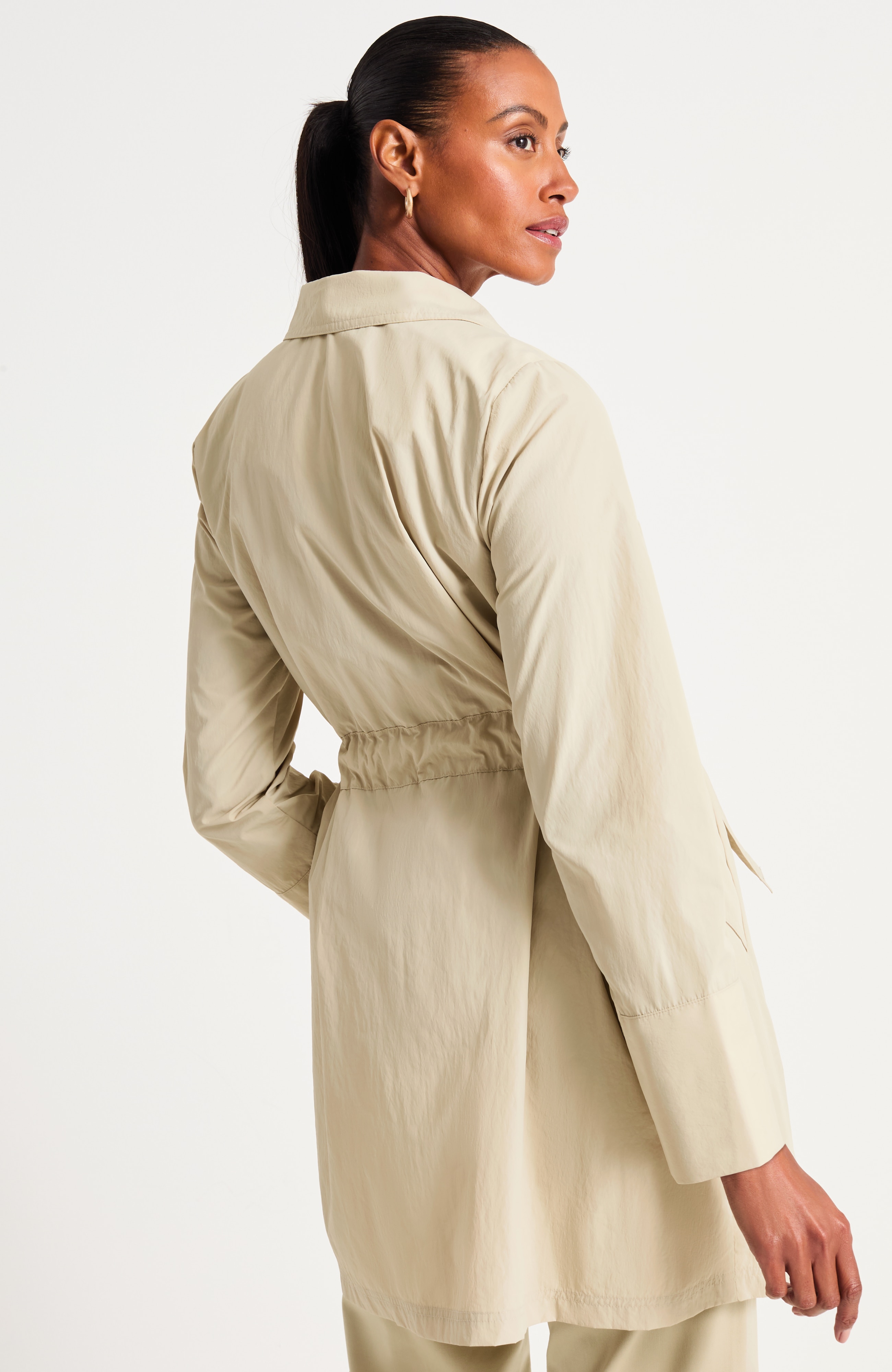 PE LIGHT TWILL MINIMAL TRENCH ベージュ Water-Repellent Trench Coat | JJill