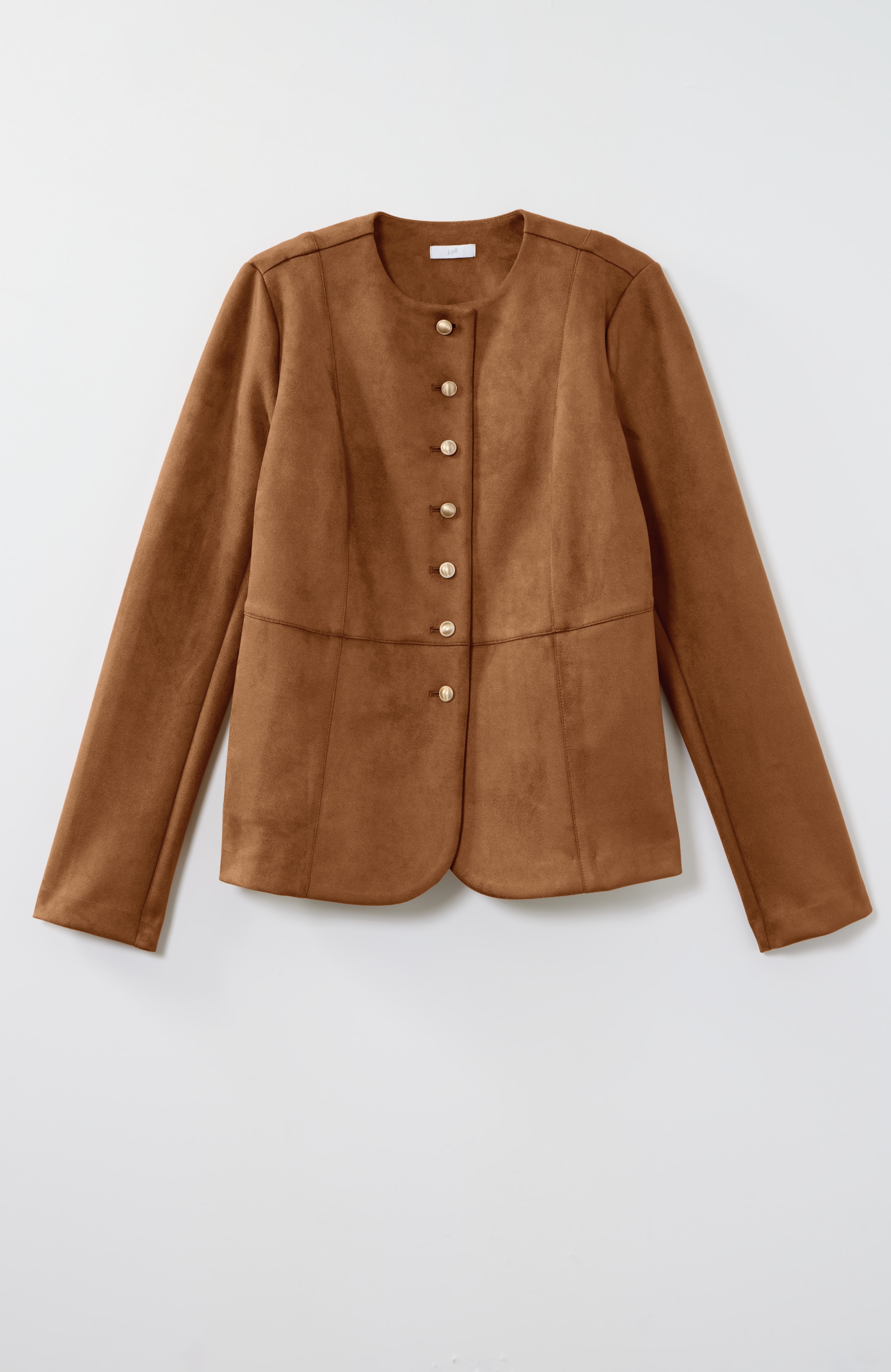 Faux-Suede Button-Front Jacket