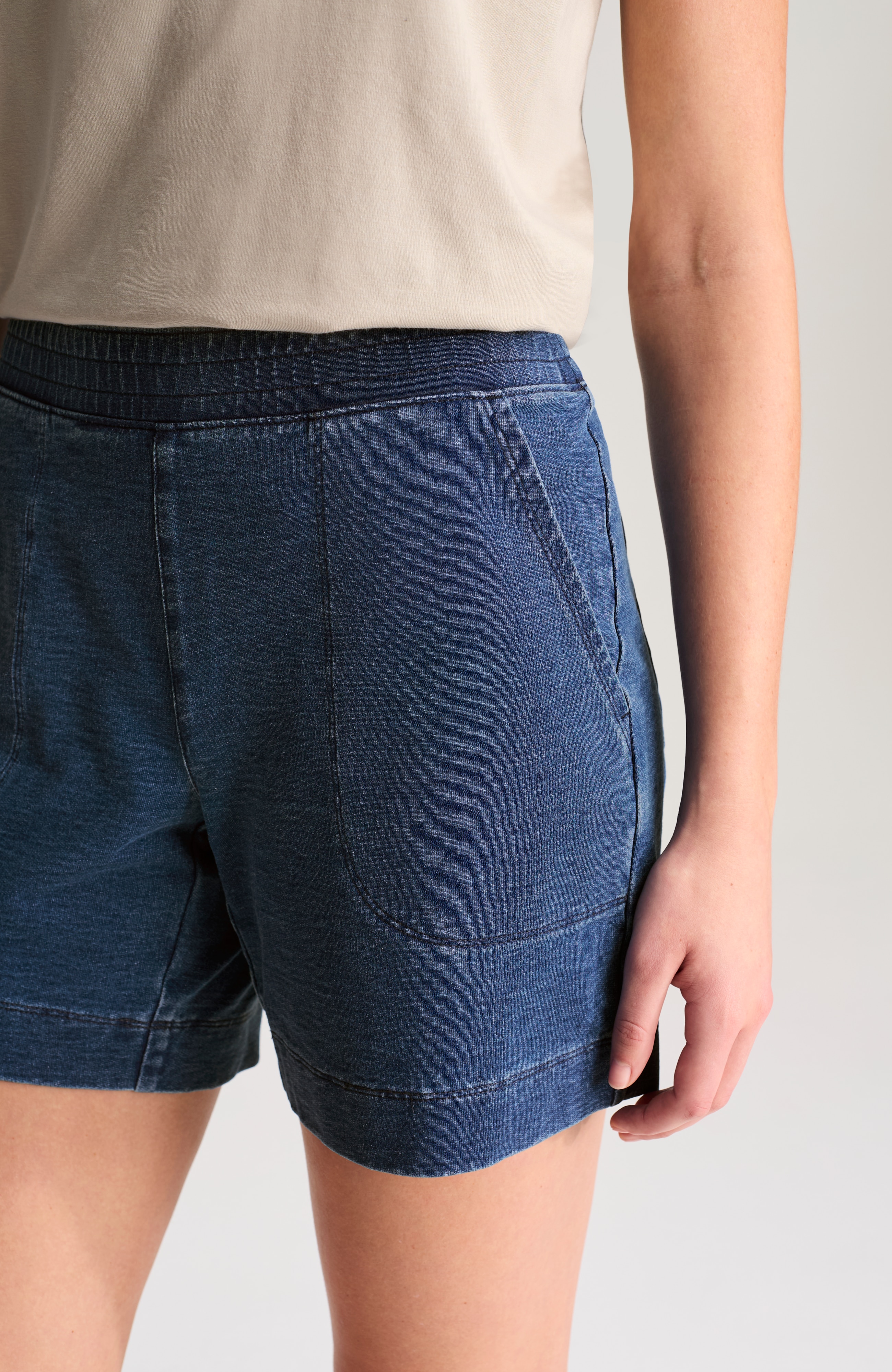 pure jill indigo pull-on short