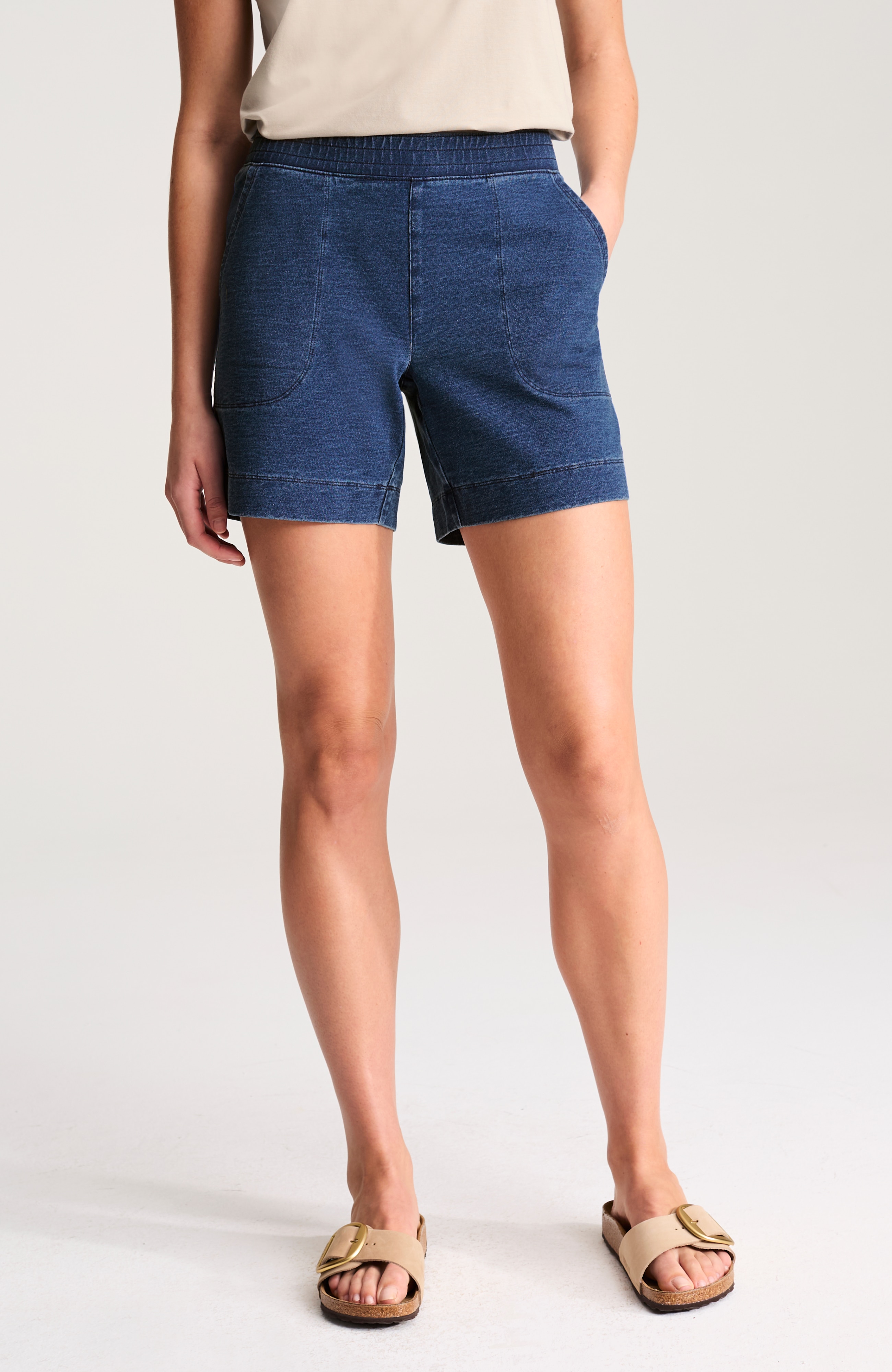 pure jill indigo pull-on short