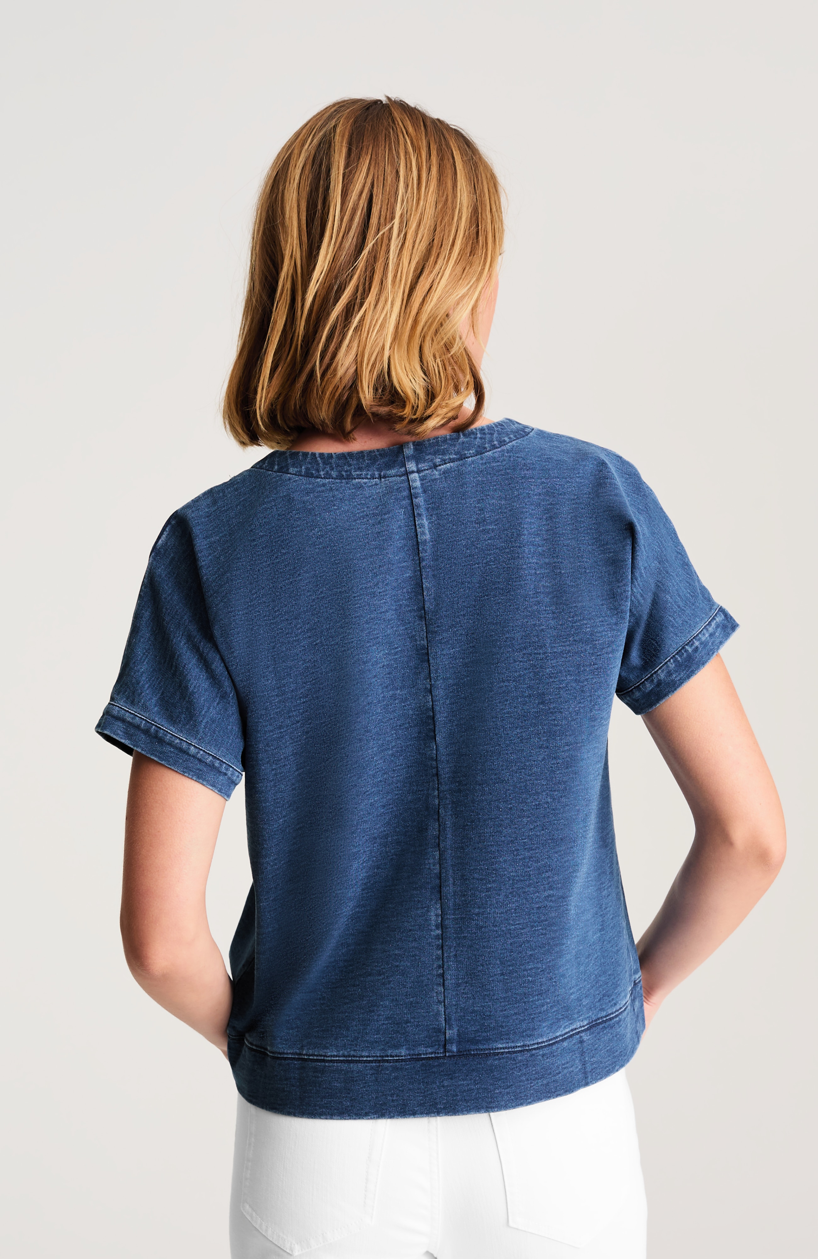 pure jill indigo v-neck sweatshirt