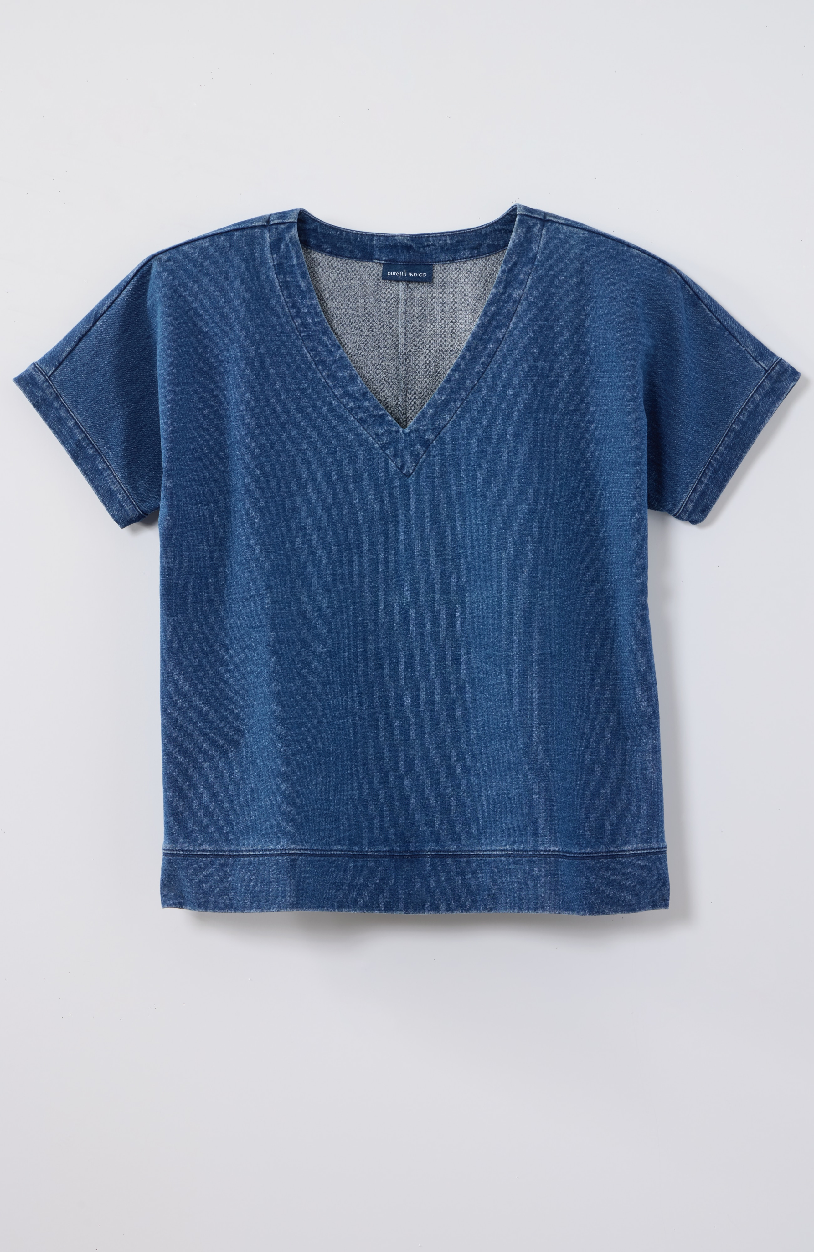 pure jill indigo v-neck sweatshirt