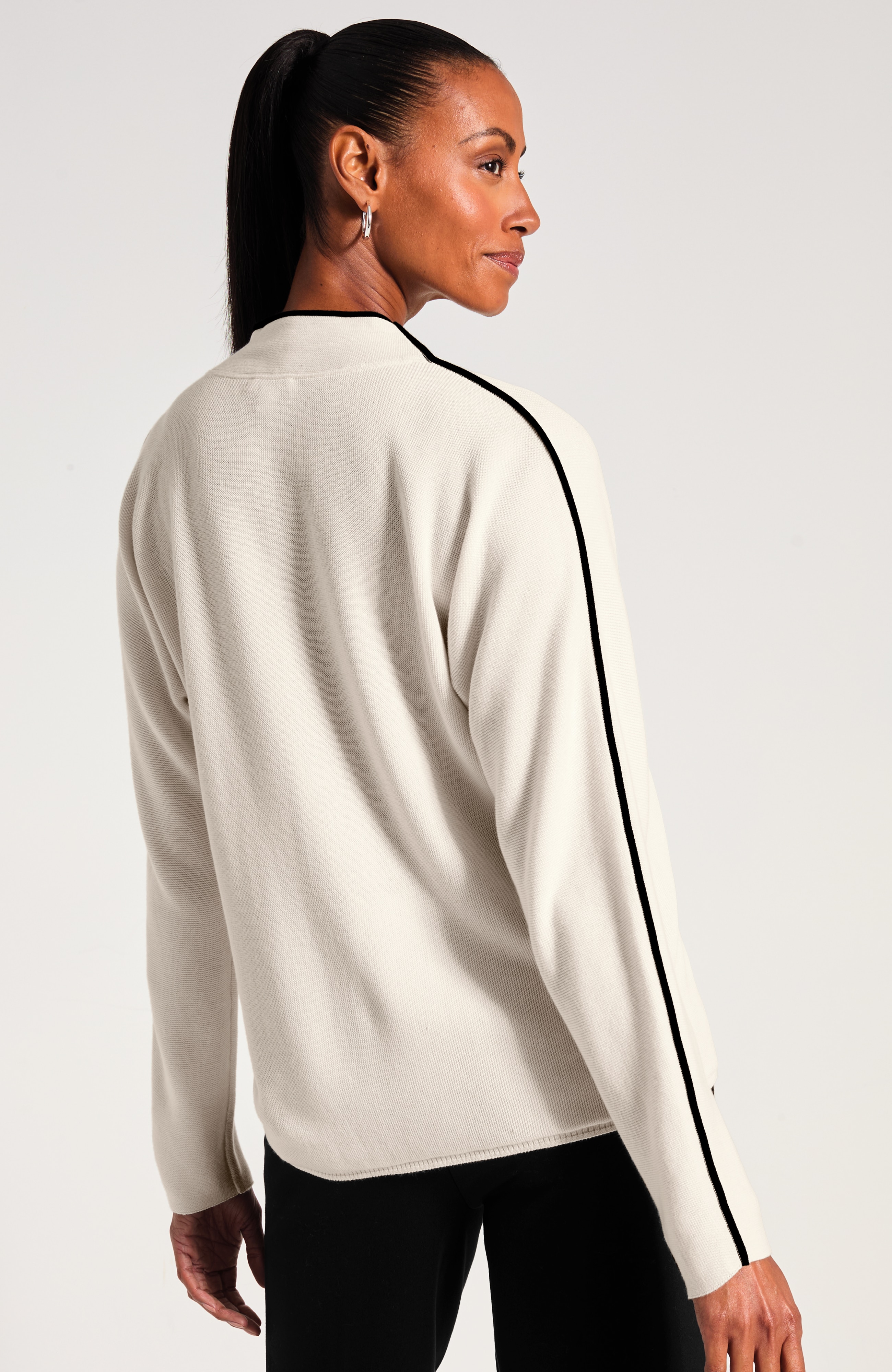 Tipped Mock-Neck Sweater