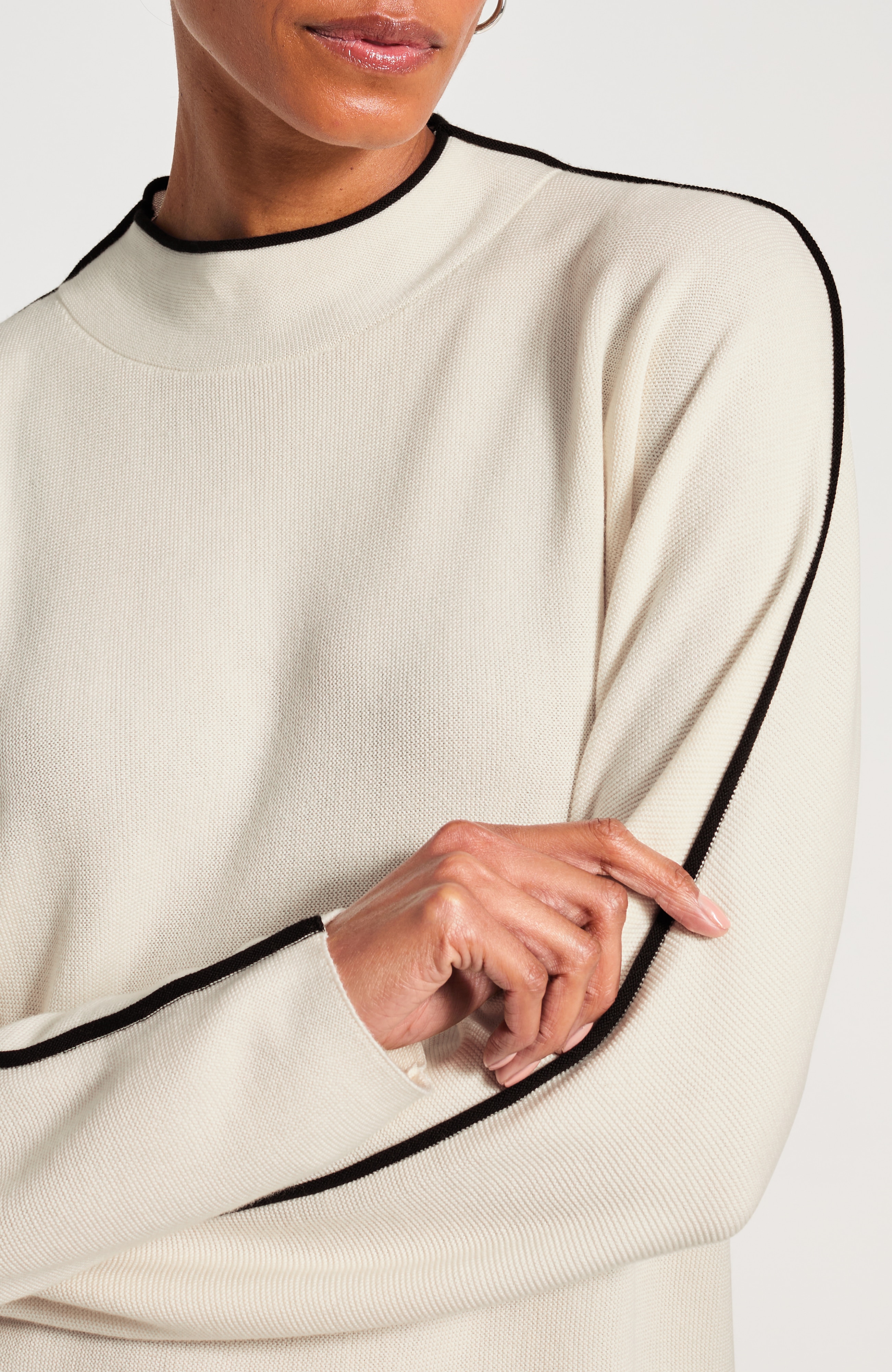 Tipped Mock-Neck Sweater
