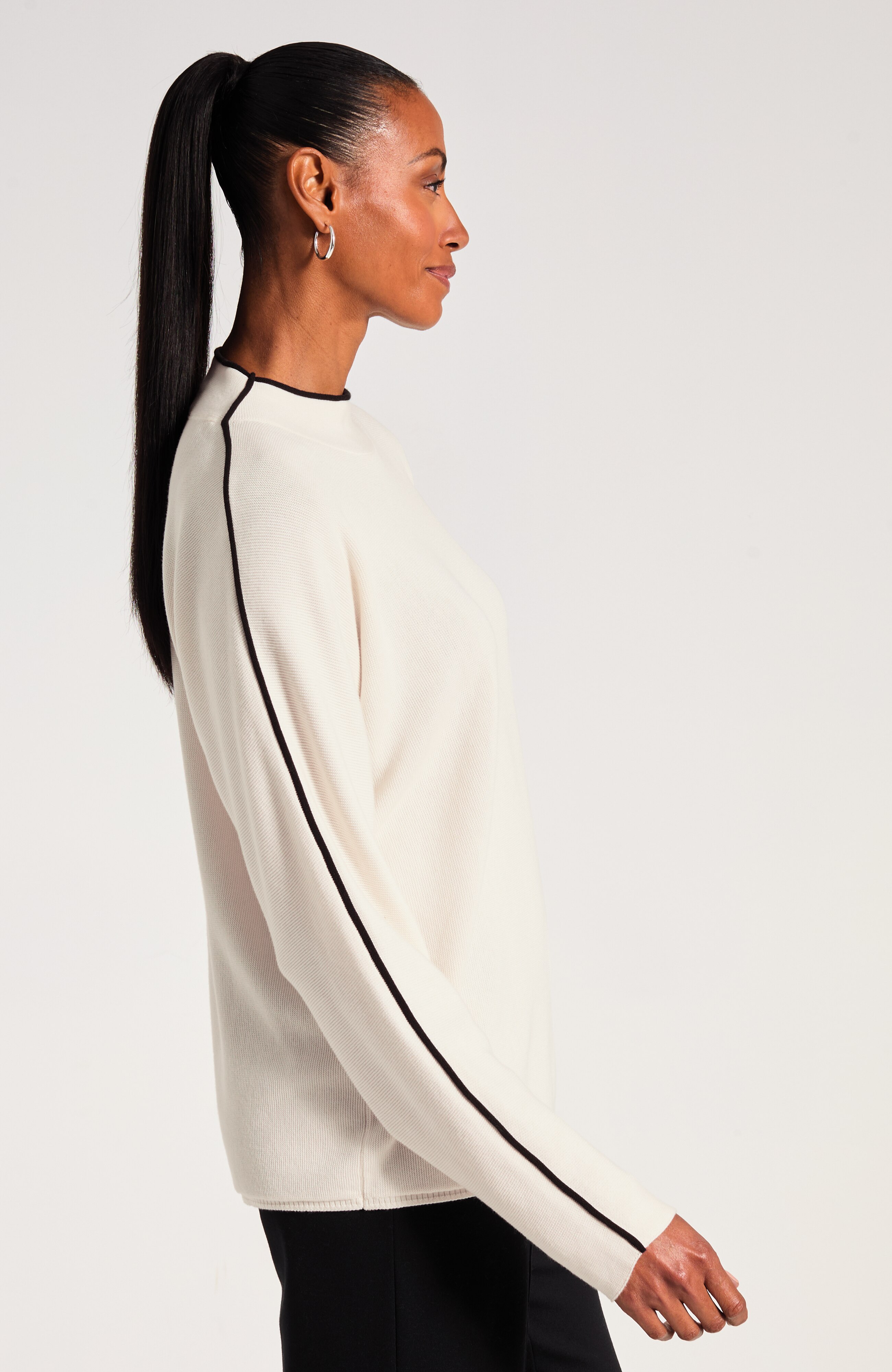 Tipped Mock-Neck Sweater