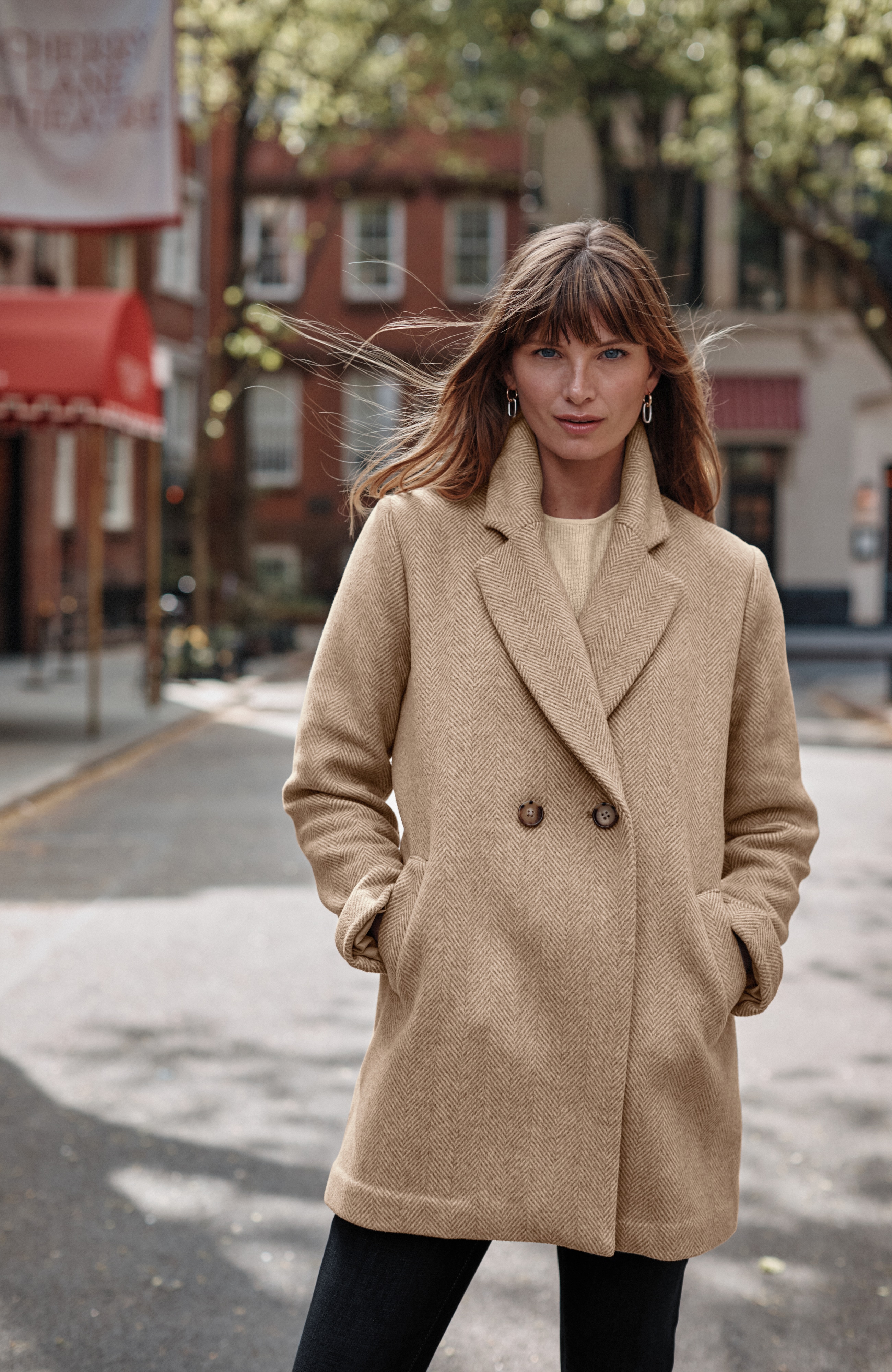 ジャケット・アウター Herringbone Wool-Blend Classic Coat Herringbone Coat | JJill