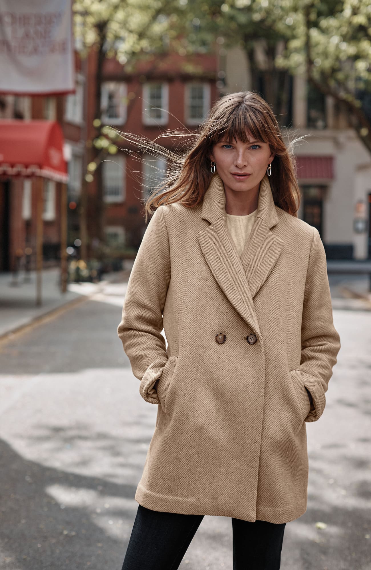 Women's Tall Herringbone Coat (Brown Sugar Multi) (Size: XLT) J. Jill