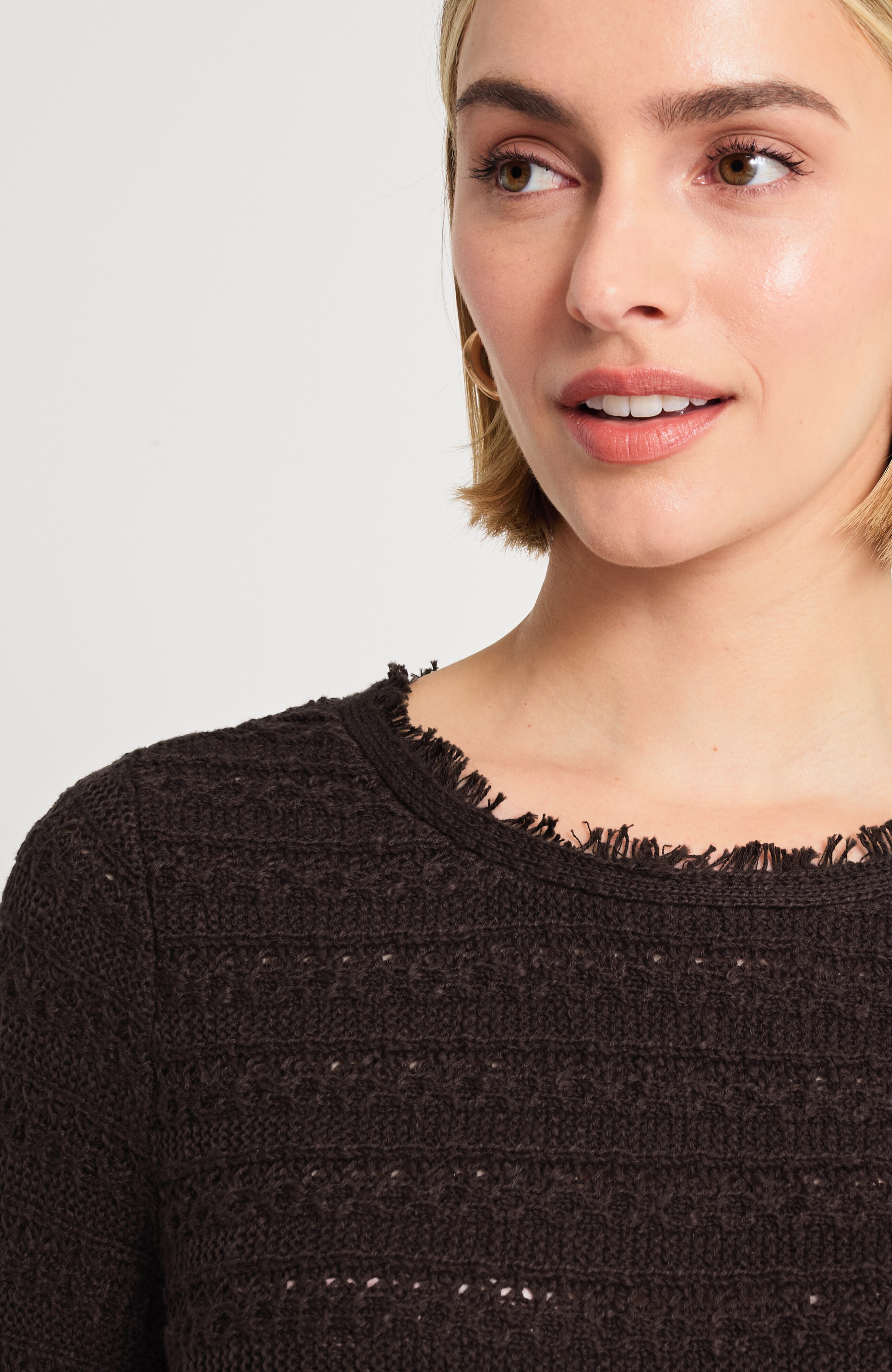 Pure Jill Textured 3/4 Sleeve Sweater