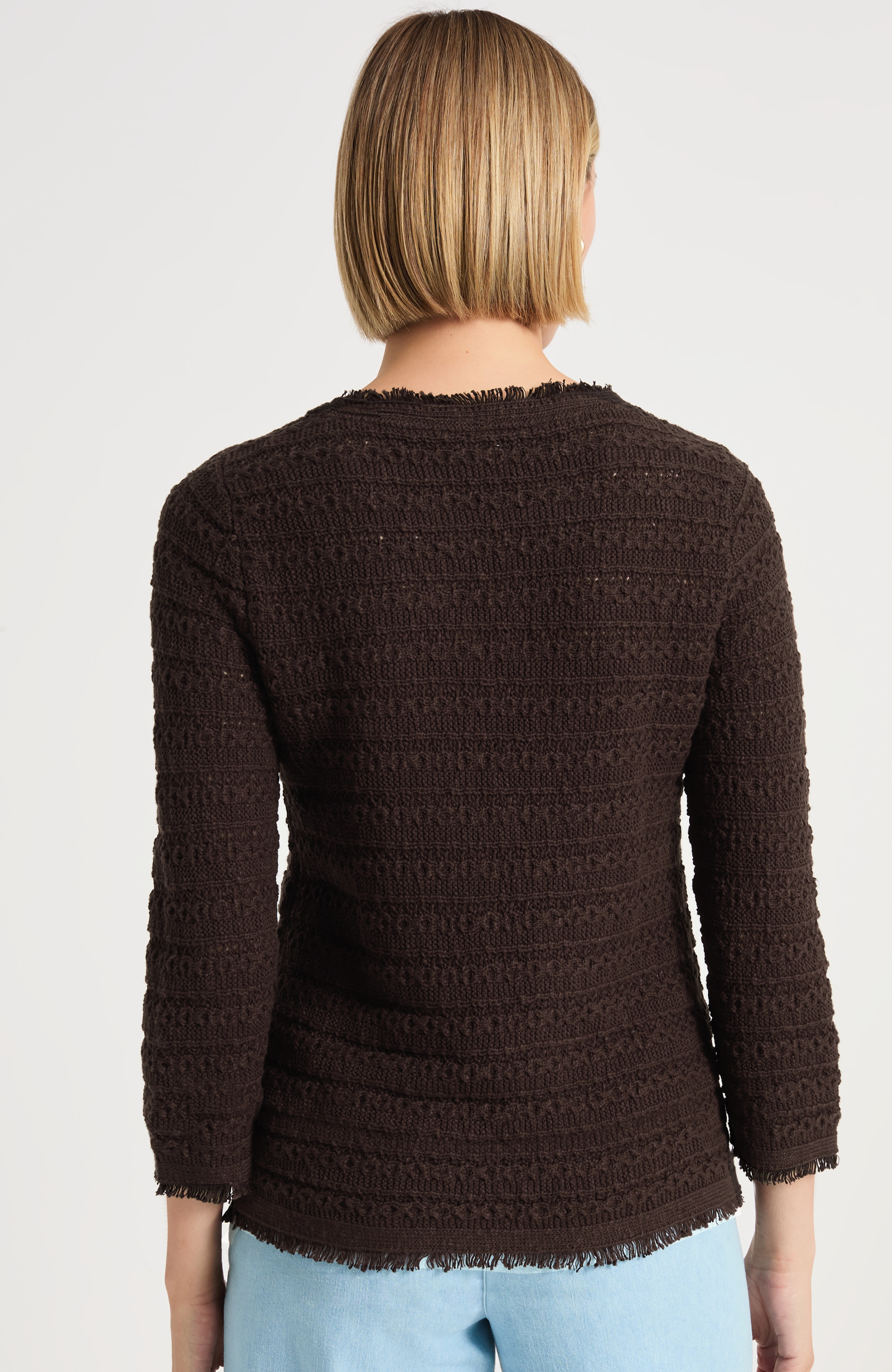 Pure Jill Textured 3/4 Sleeve Sweater