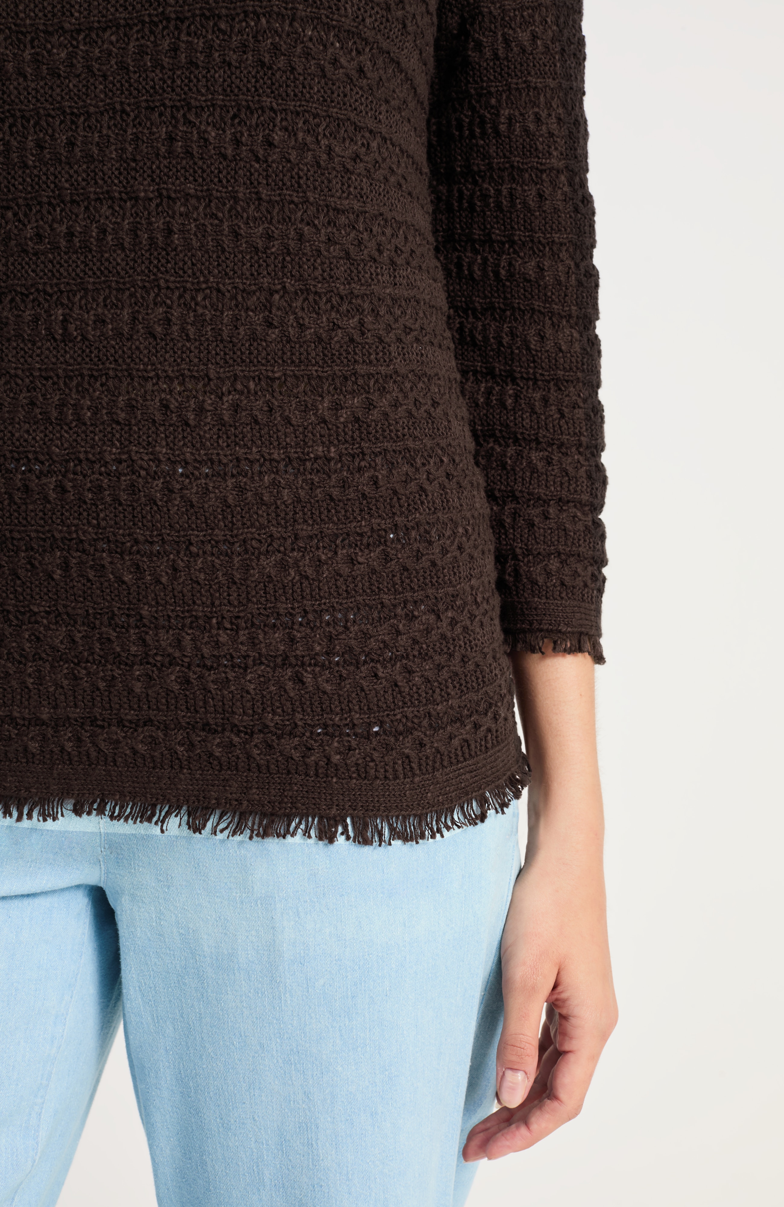 Pure Jill Textured 3/4 Sleeve Sweater