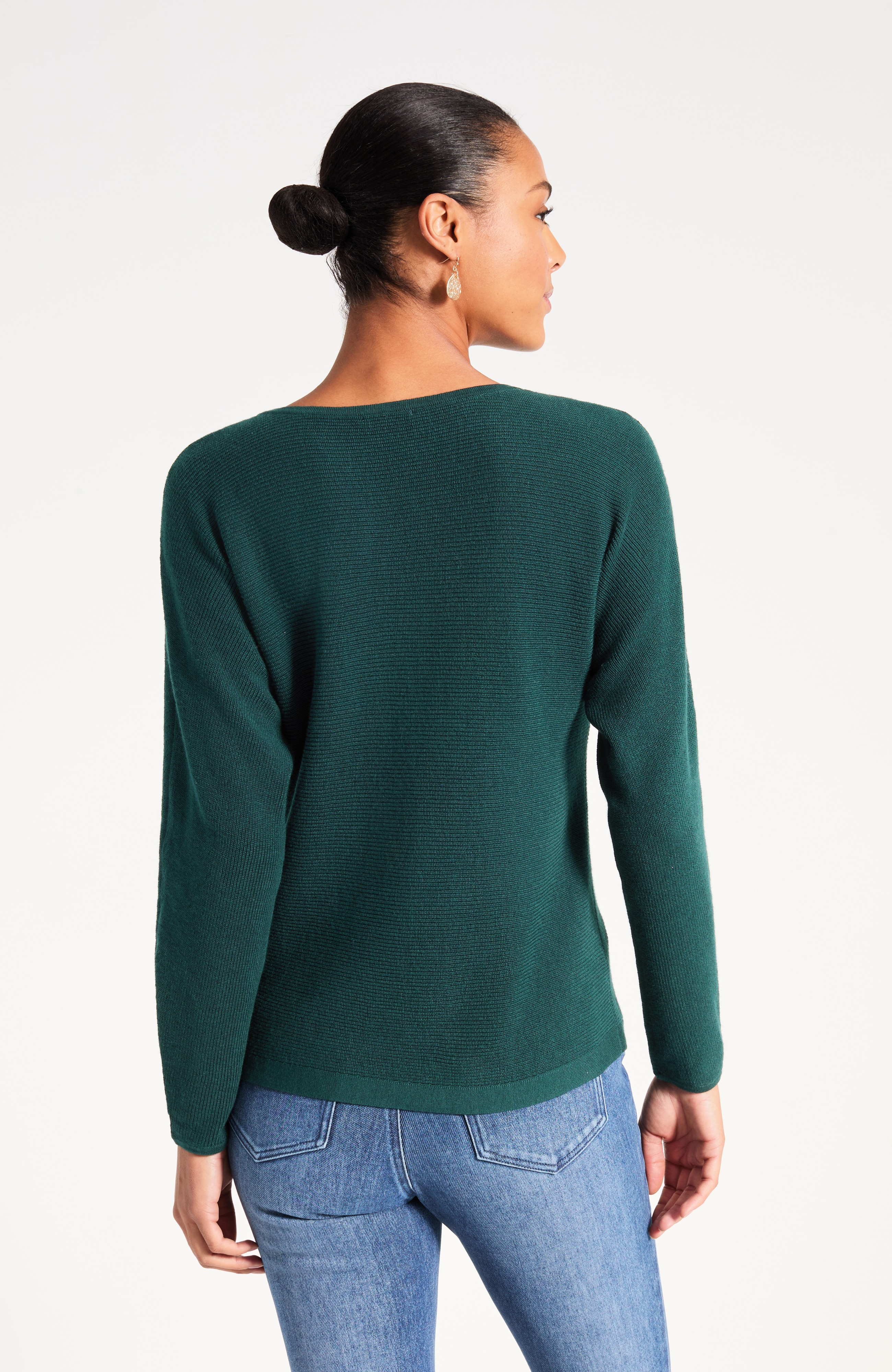 Pure Jill Ribbed Dolman-Sleeve Sweater