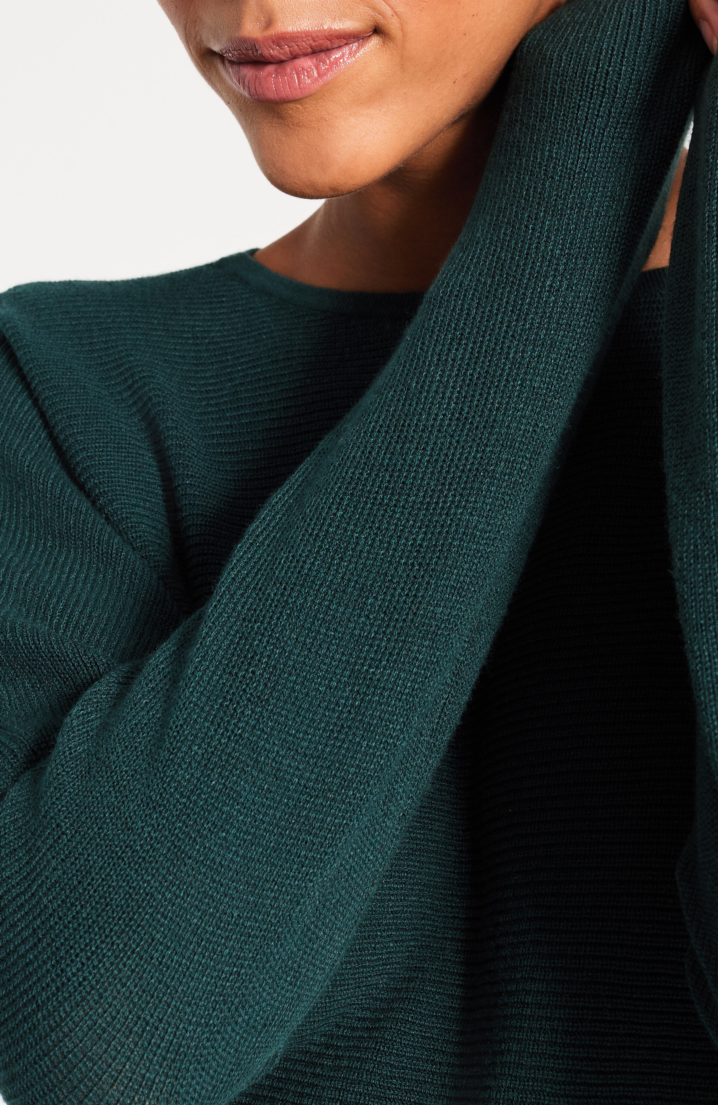 Pure Jill Ribbed Dolman-Sleeve Sweater