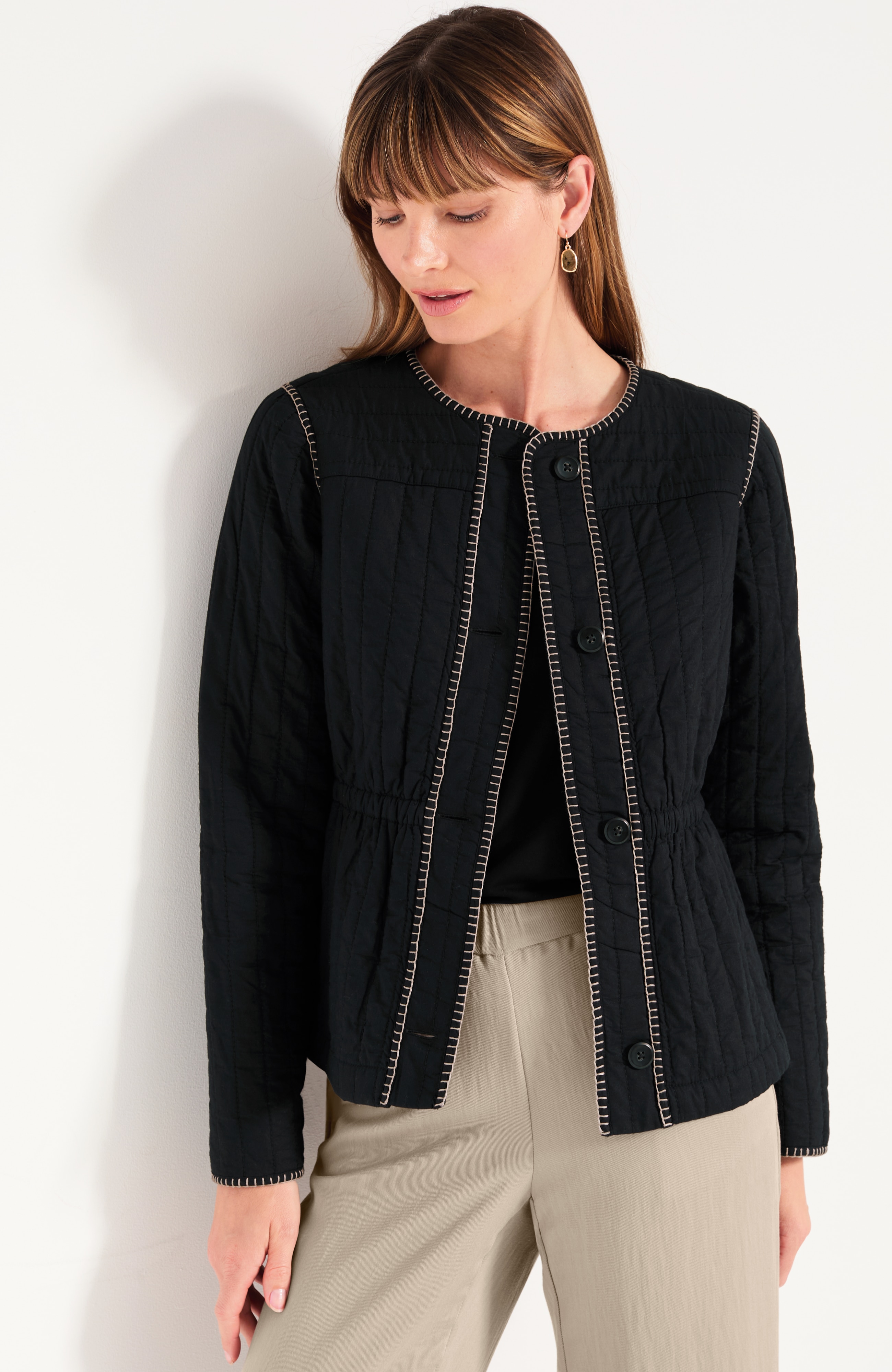Pure Jill Whipstitched Quilted Jacket