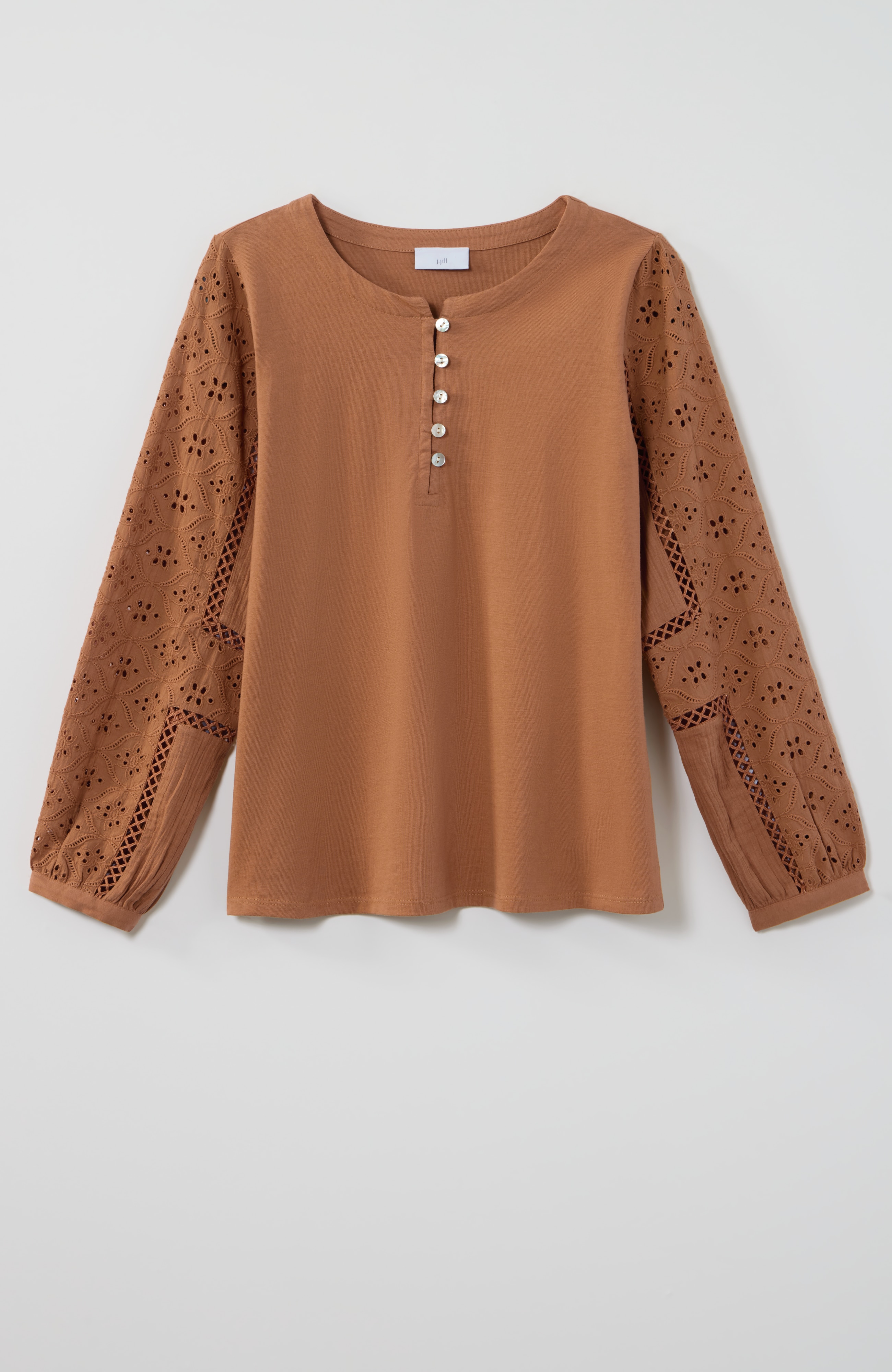 EYELET-TRIMMED JERSEY TOP | JJill