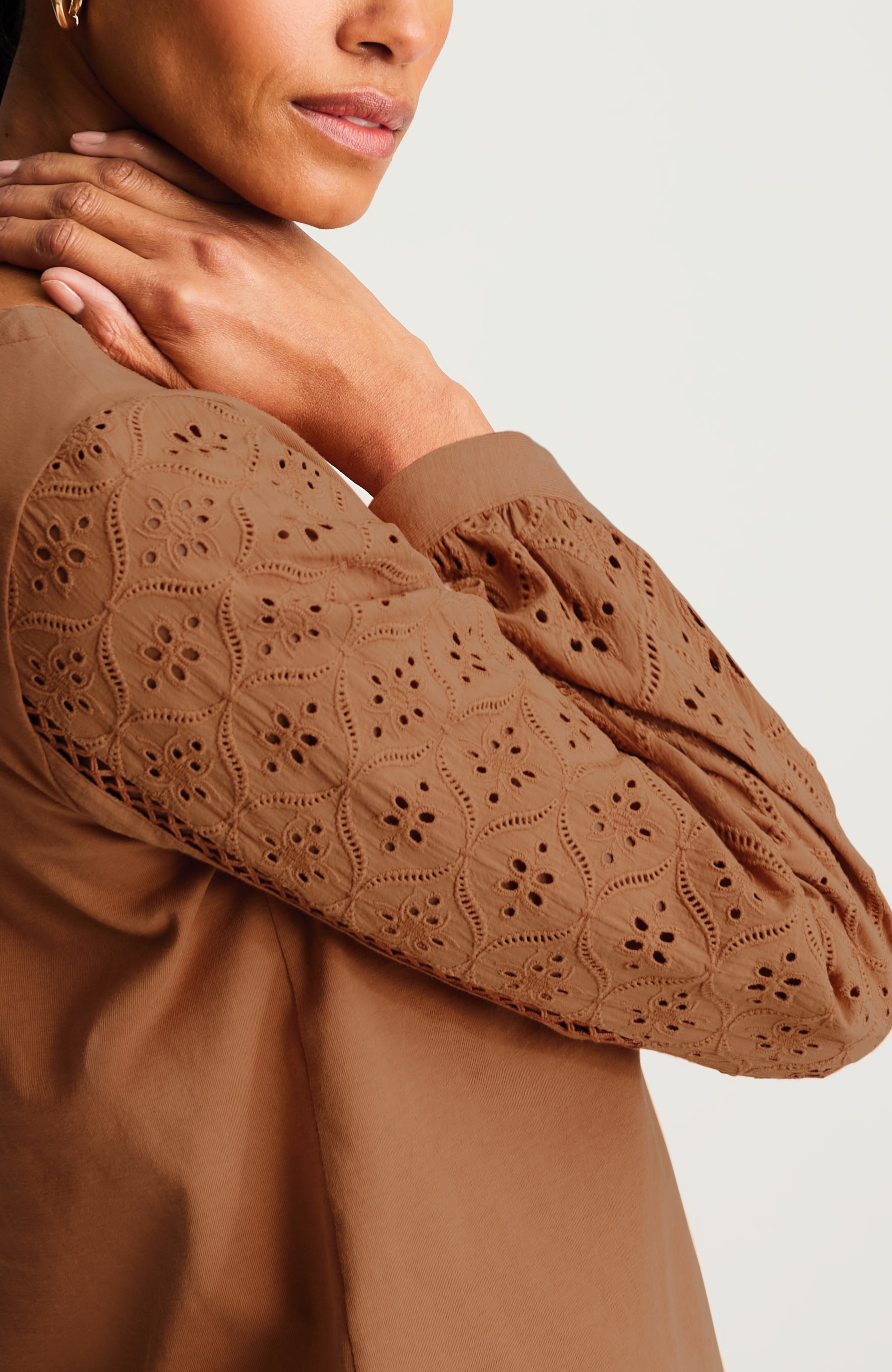 EYELET-TRIMMED JERSEY TOP | JJill